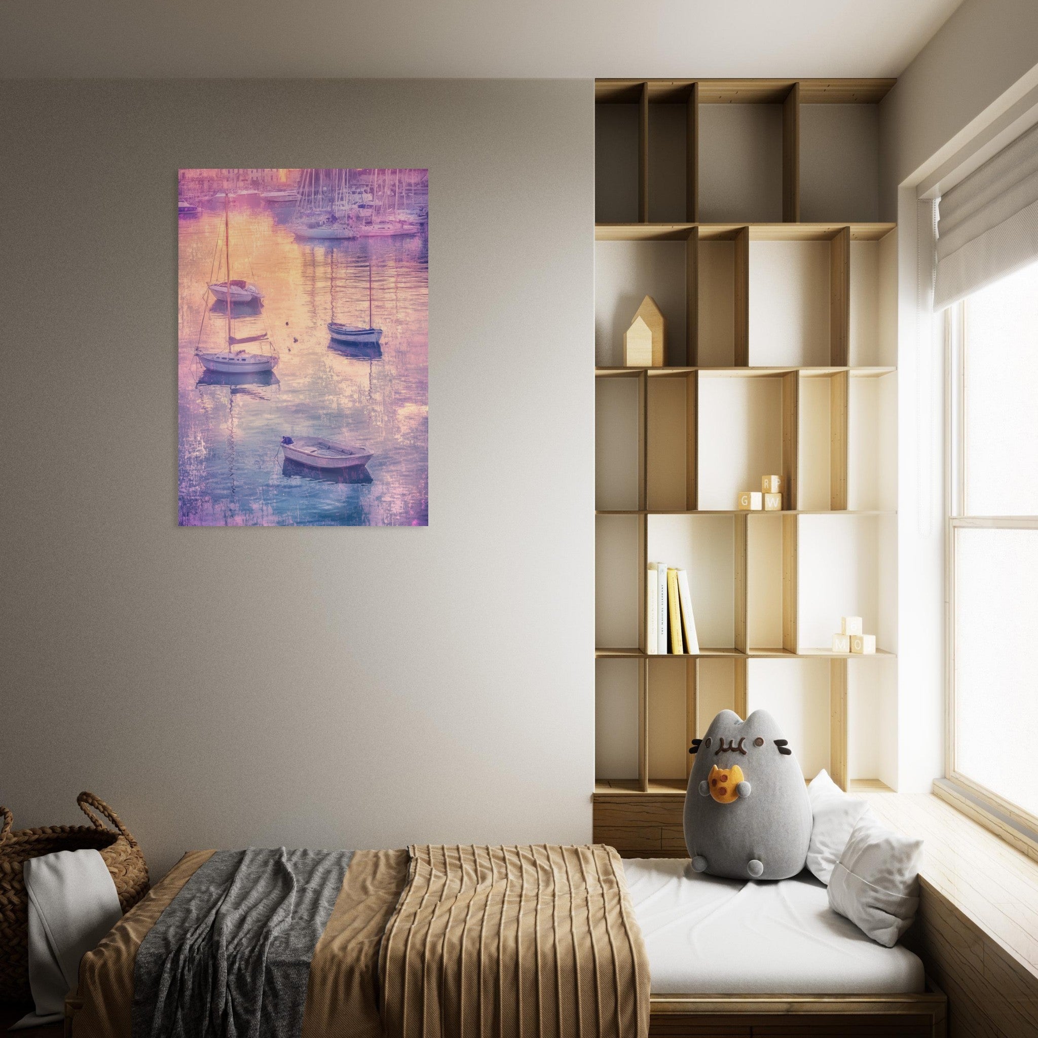 Aluminum Print Portrait - Boats at Dusk A harbor filled with gently rocky 3 - Shop Ai Art WebShop - Digital Art online Store