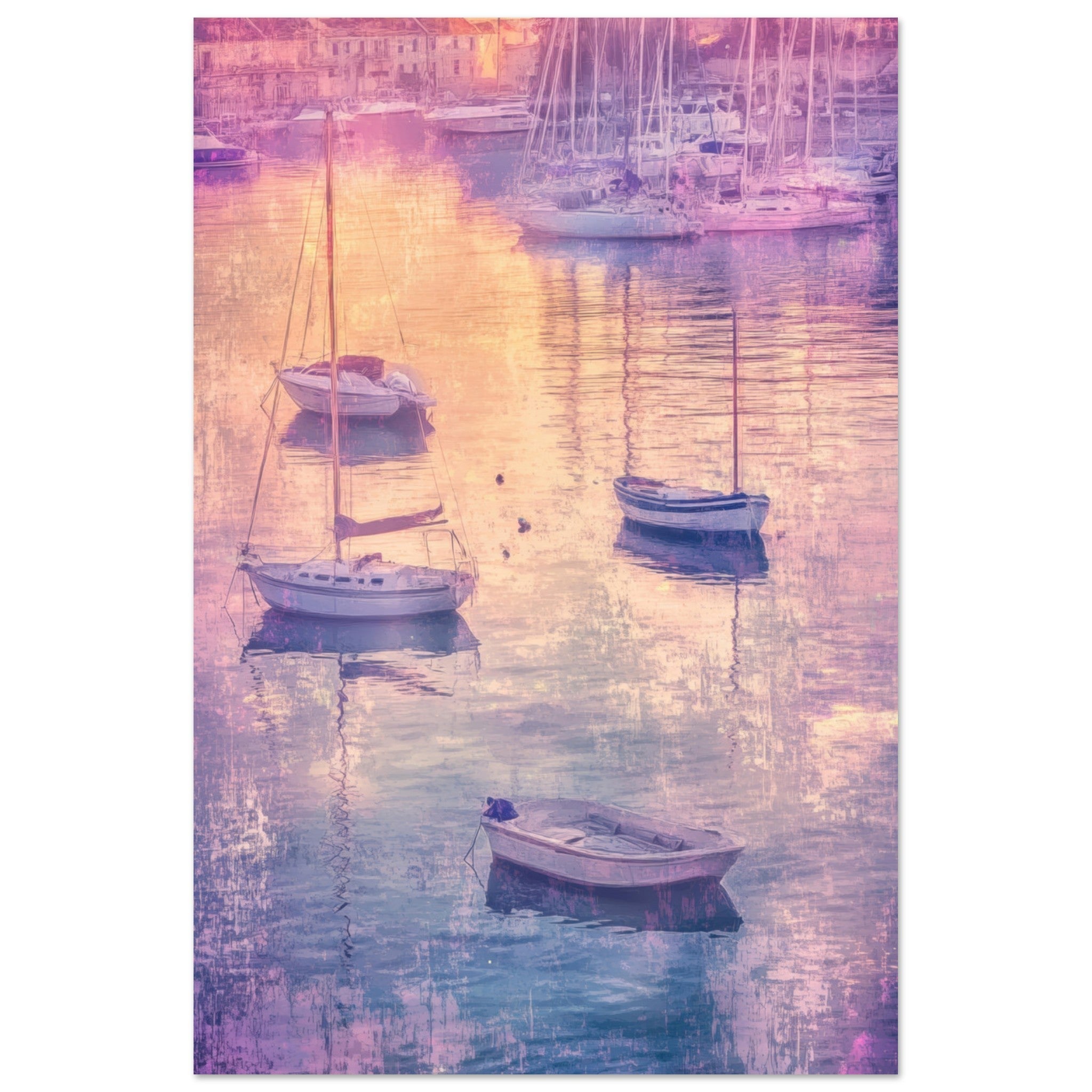 Aluminum Print Portrait - Boats at Dusk A harbor filled with gently rocky 3 - Shop Ai Art WebShop - Digital Art online Store