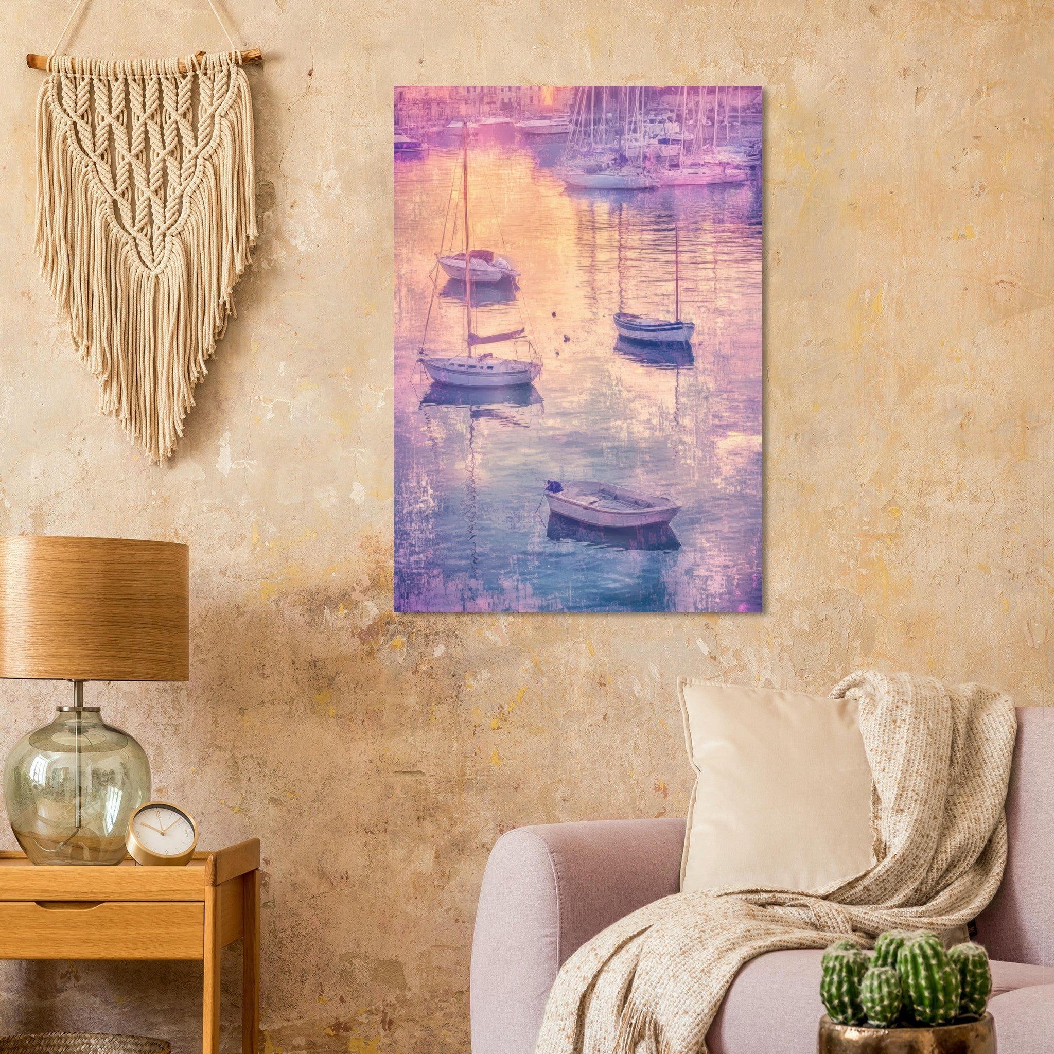 Aluminum Print Portrait - Boats at Dusk A harbor filled with gently rocky 3 - Shop Ai Art WebShop - Digital Art online Store