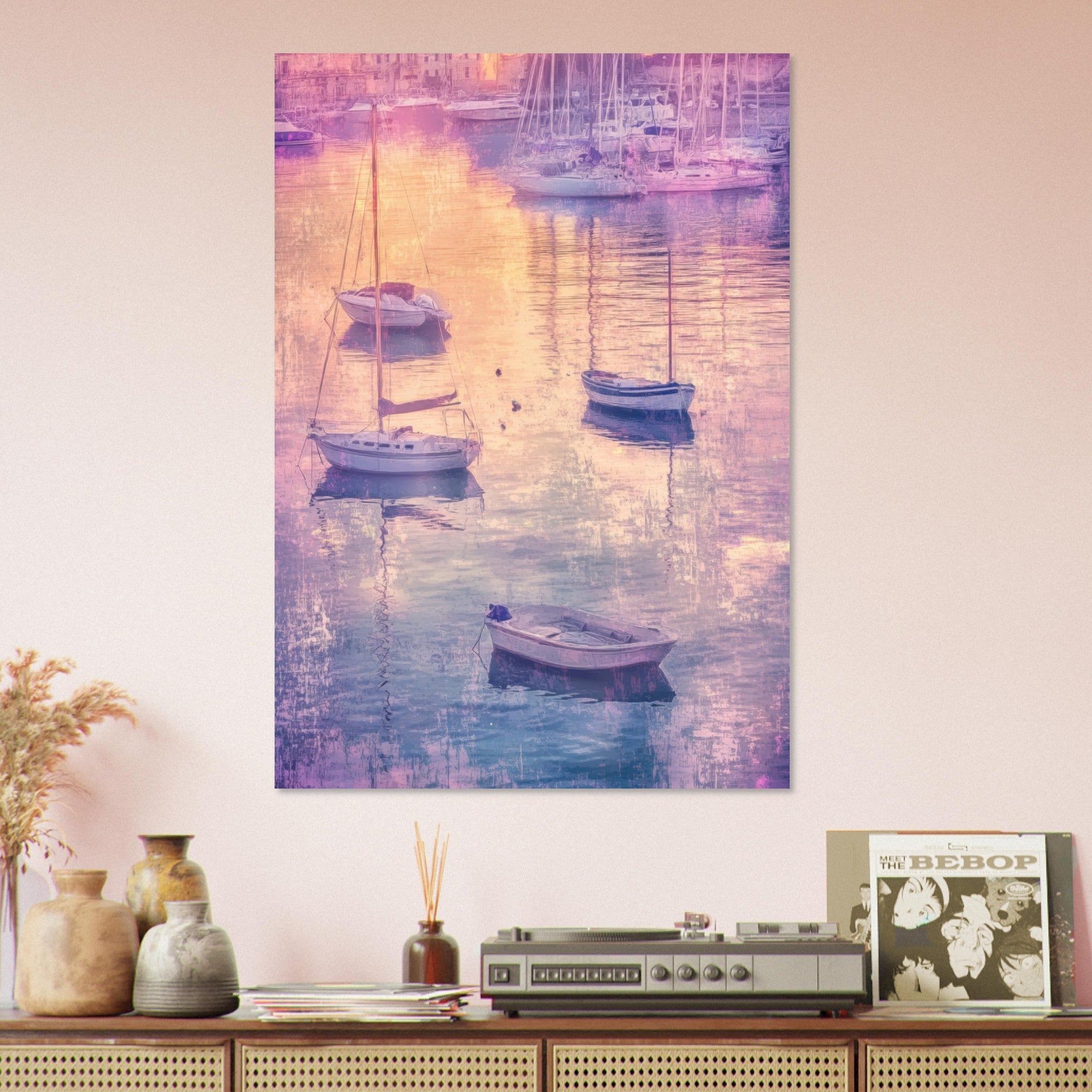 Aluminum Print Portrait - Boats at Dusk A harbor filled with gently rocky 3 - Shop Ai Art WebShop - Digital Art online Store