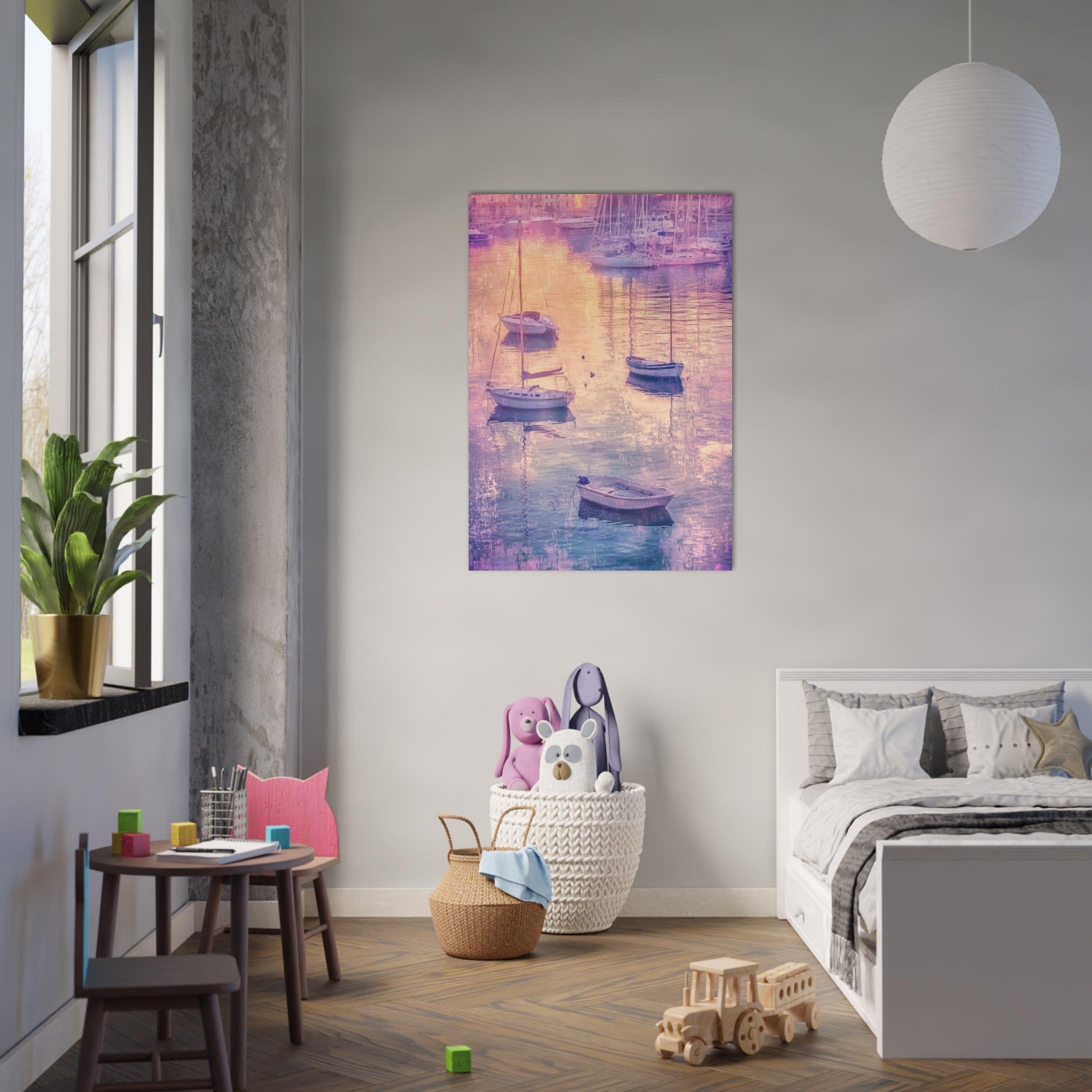 Aluminum Print Portrait - Boats at Dusk A harbor filled with gently rocky 3 - Shop Ai Art WebShop - Digital Art online Store