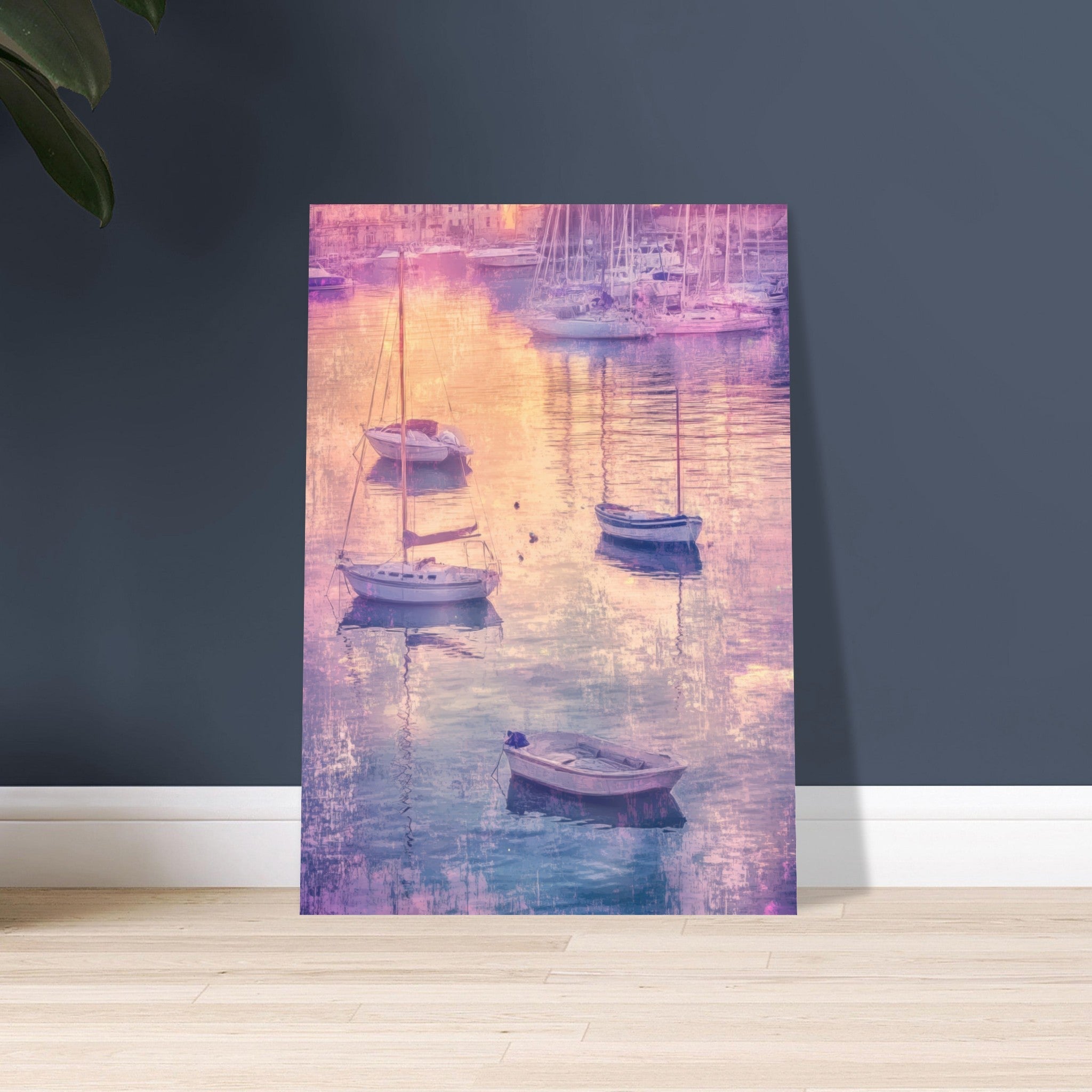 Aluminum Print Portrait - Boats at Dusk A harbor filled with gently rocky 3 - Shop Ai Art WebShop - Digital Art online Store