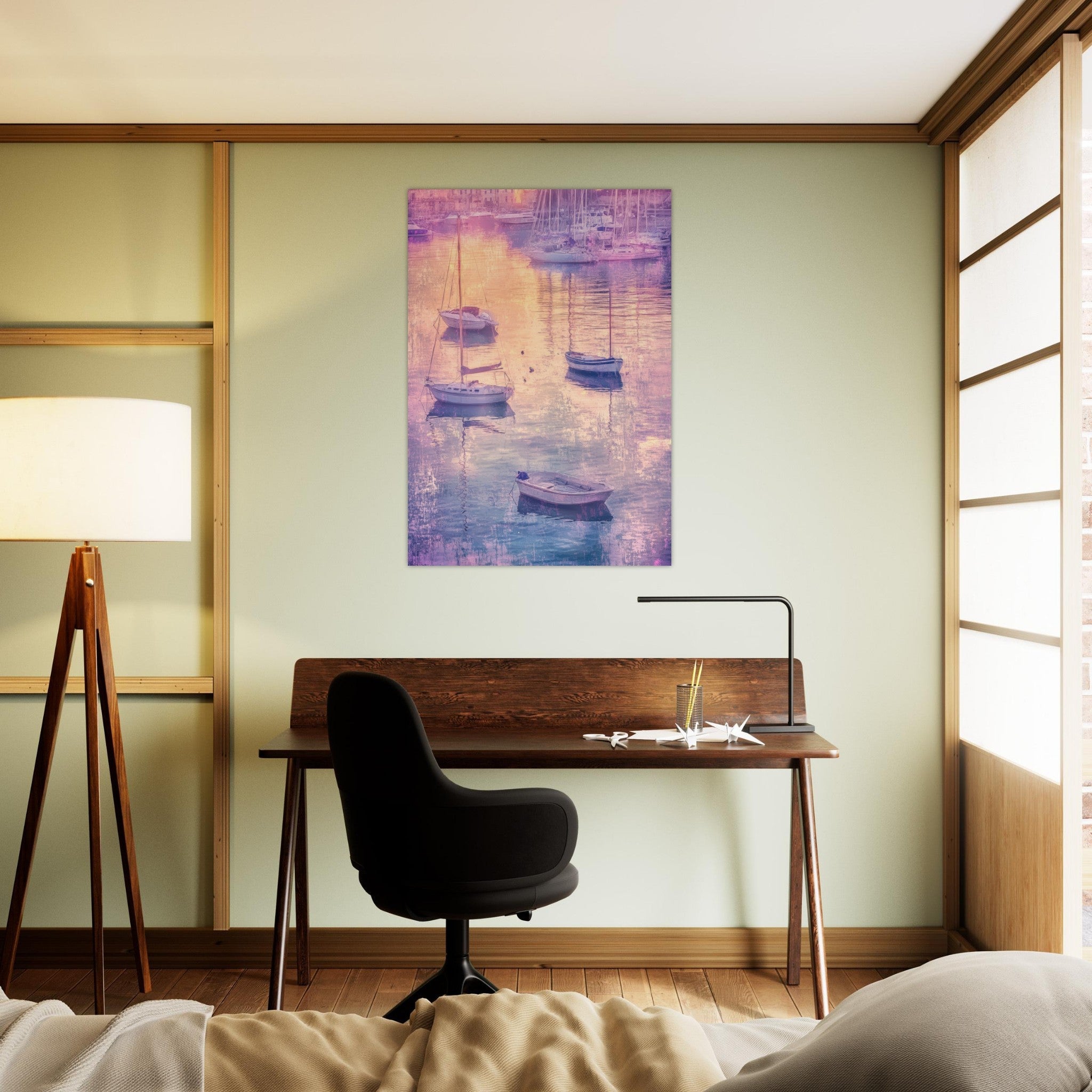 Aluminum Print Portrait - Boats at Dusk A harbor filled with gently rocky 3 - Shop Ai Art WebShop - Digital Art online Store