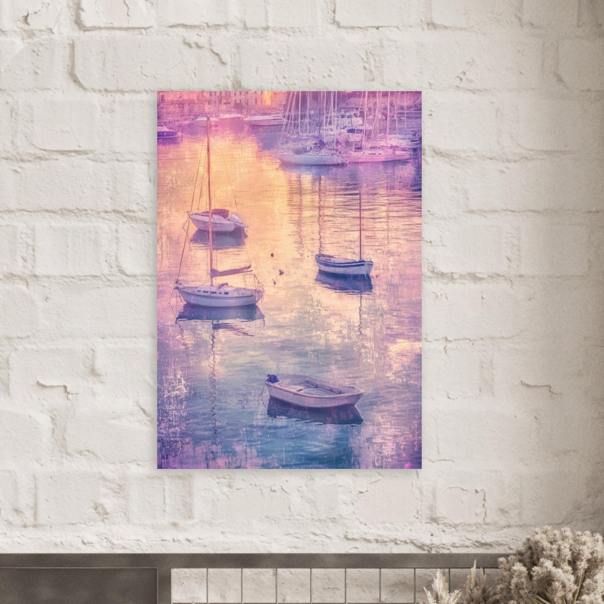 Aluminum Print Portrait - Boats at Dusk A harbor filled with gently rocky 3 - Shop Ai Art WebShop - Digital Art online Store
