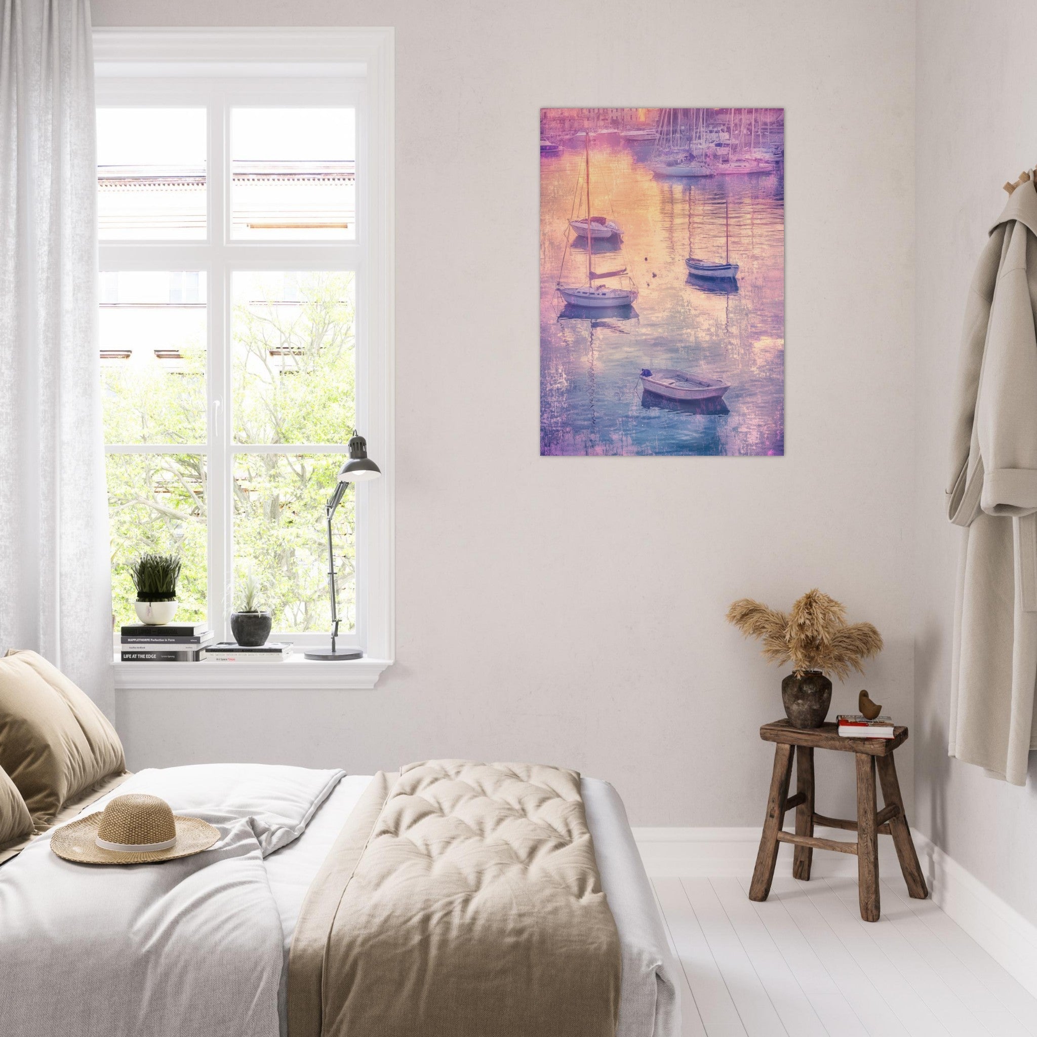 Aluminum Print Portrait - Boats at Dusk A harbor filled with gently rocky 3 - Shop Ai Art WebShop - Digital Art online Store