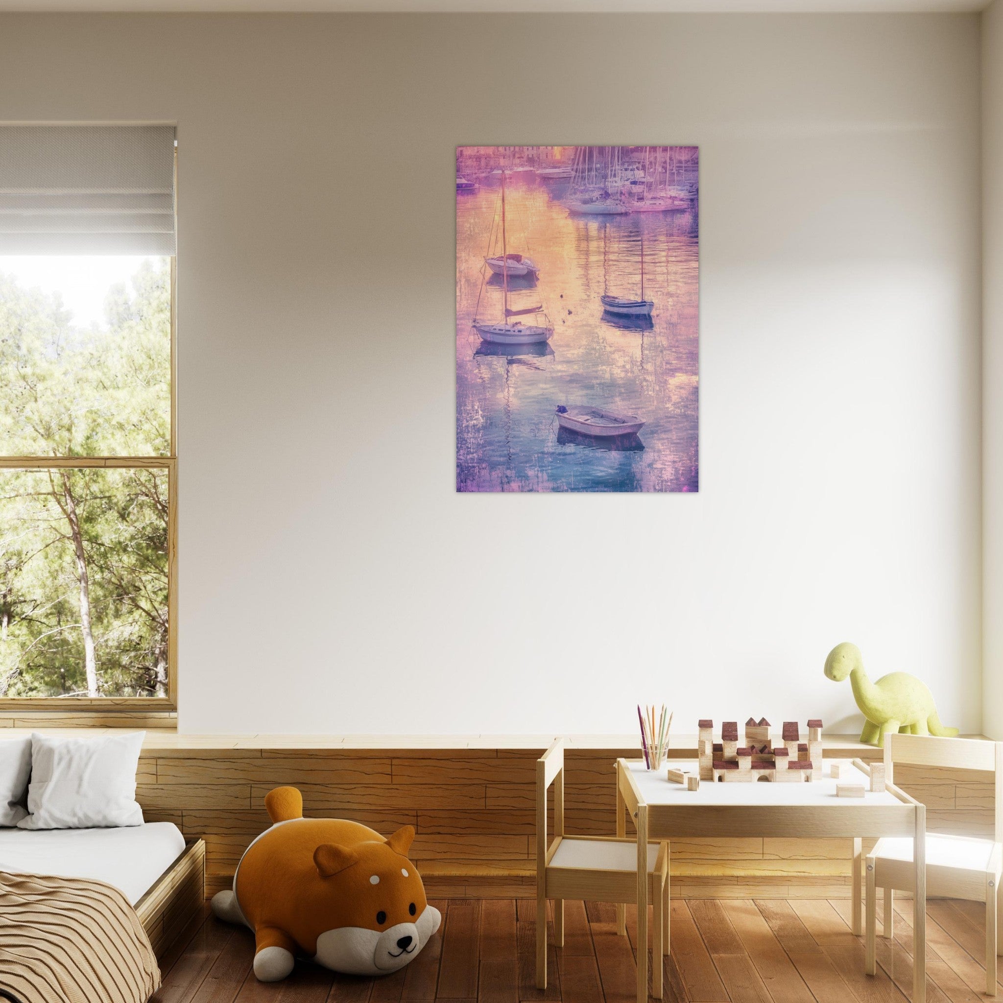 Aluminum Print Portrait - Boats at Dusk A harbor filled with gently rocky 3 - Shop Ai Art WebShop - Digital Art online Store