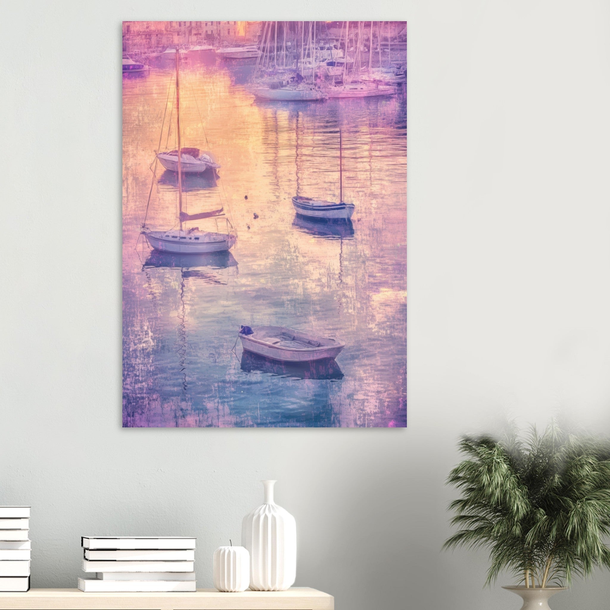 Aluminum Print Portrait - Boats at Dusk A harbor filled with gently rocky 3 - Shop Ai Art WebShop - Digital Art online Store