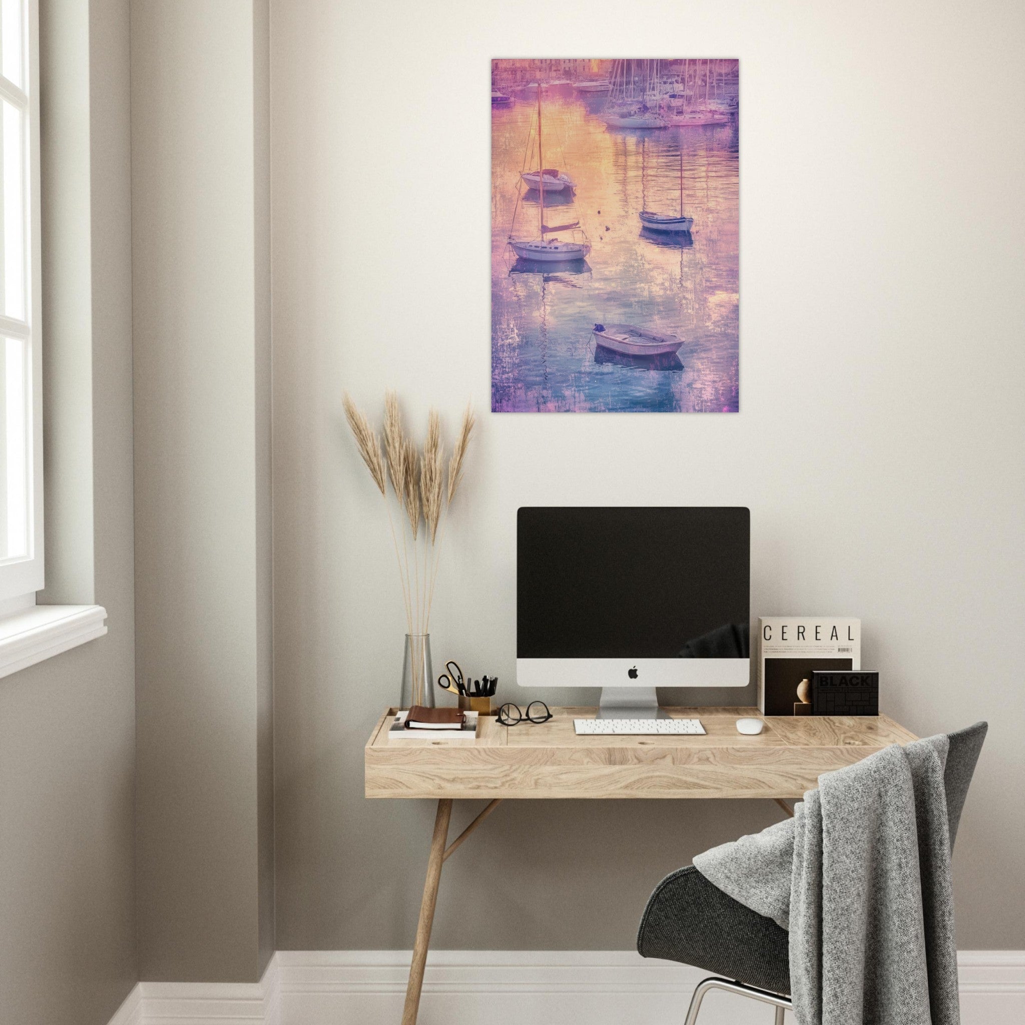 Aluminum Print Portrait - Boats at Dusk A harbor filled with gently rocky 3 - Shop Ai Art WebShop - Digital Art online Store
