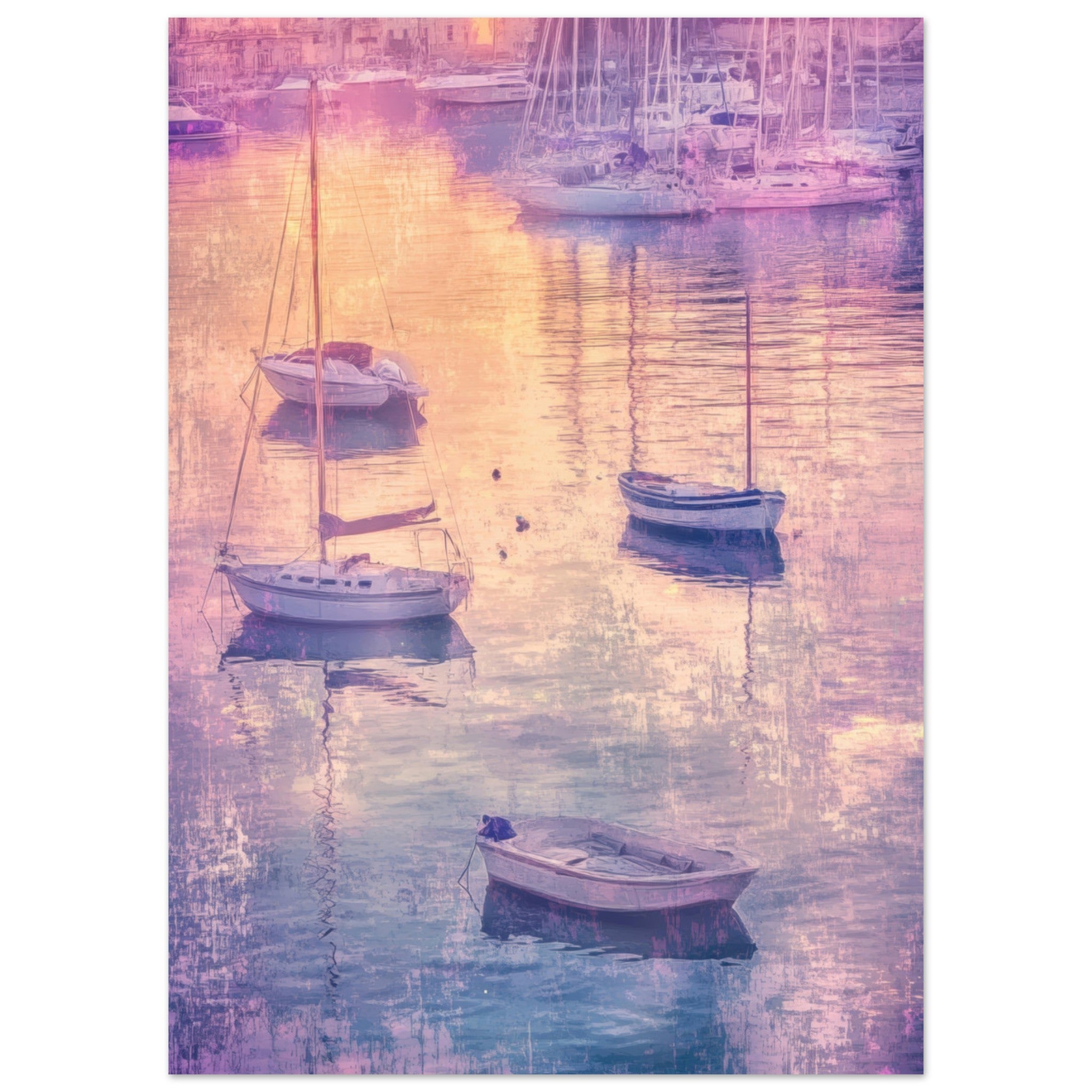 Aluminum Print Portrait - Boats at Dusk A harbor filled with gently rocky 3 - Shop Ai Art WebShop - Digital Art online Store
