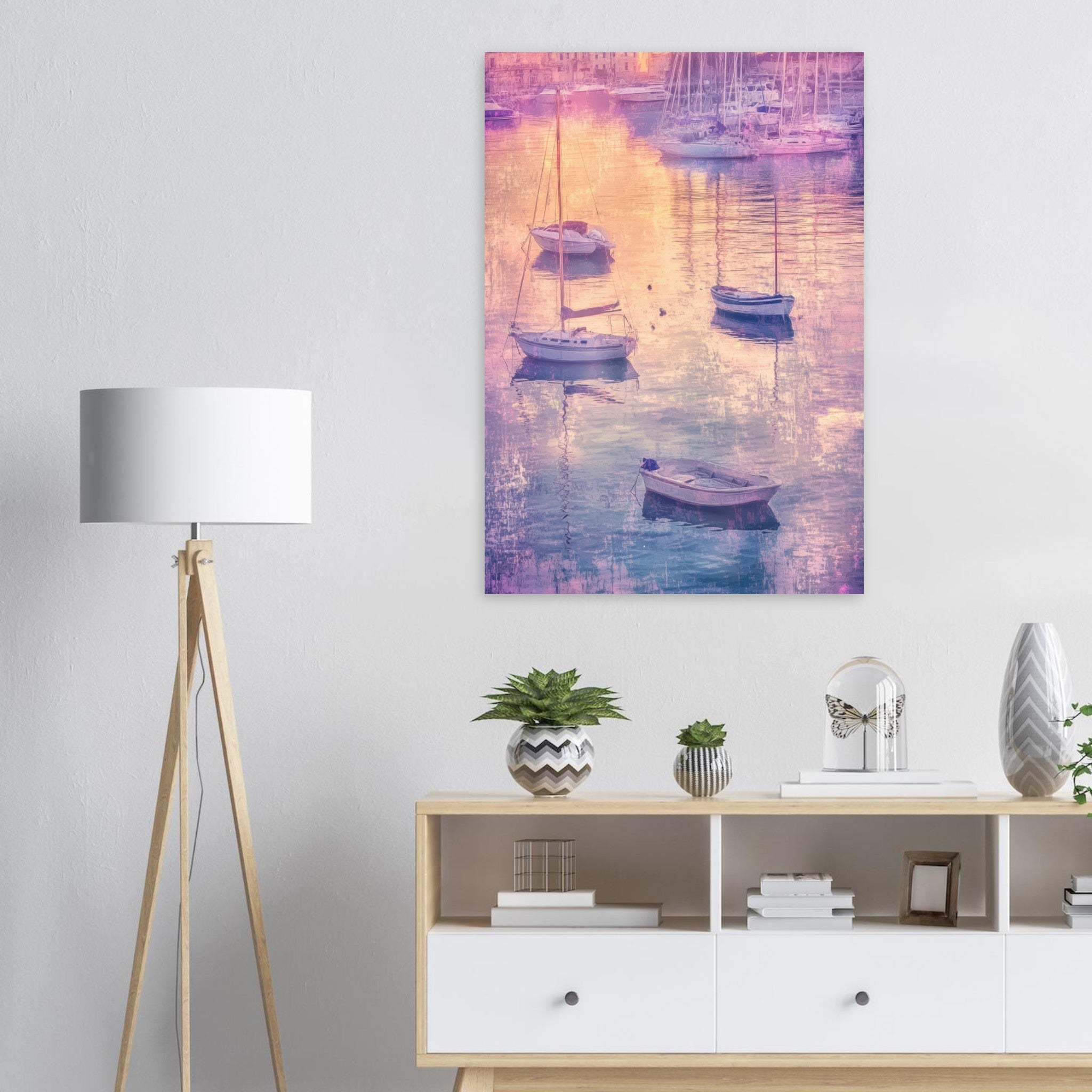 Aluminum Print Portrait - Boats at Dusk A harbor filled with gently rocky 3 - Shop Ai Art WebShop - Digital Art online Store