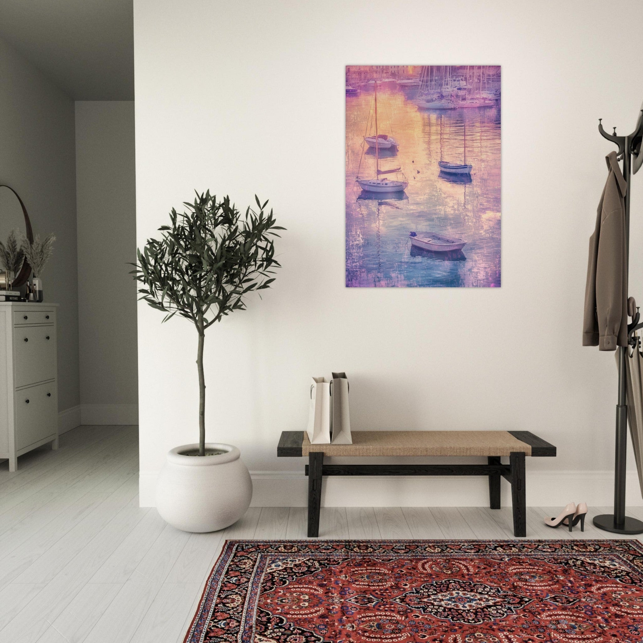 Aluminum Print Portrait - Boats at Dusk A harbor filled with gently rocky 3 - Shop Ai Art WebShop - Digital Art online Store