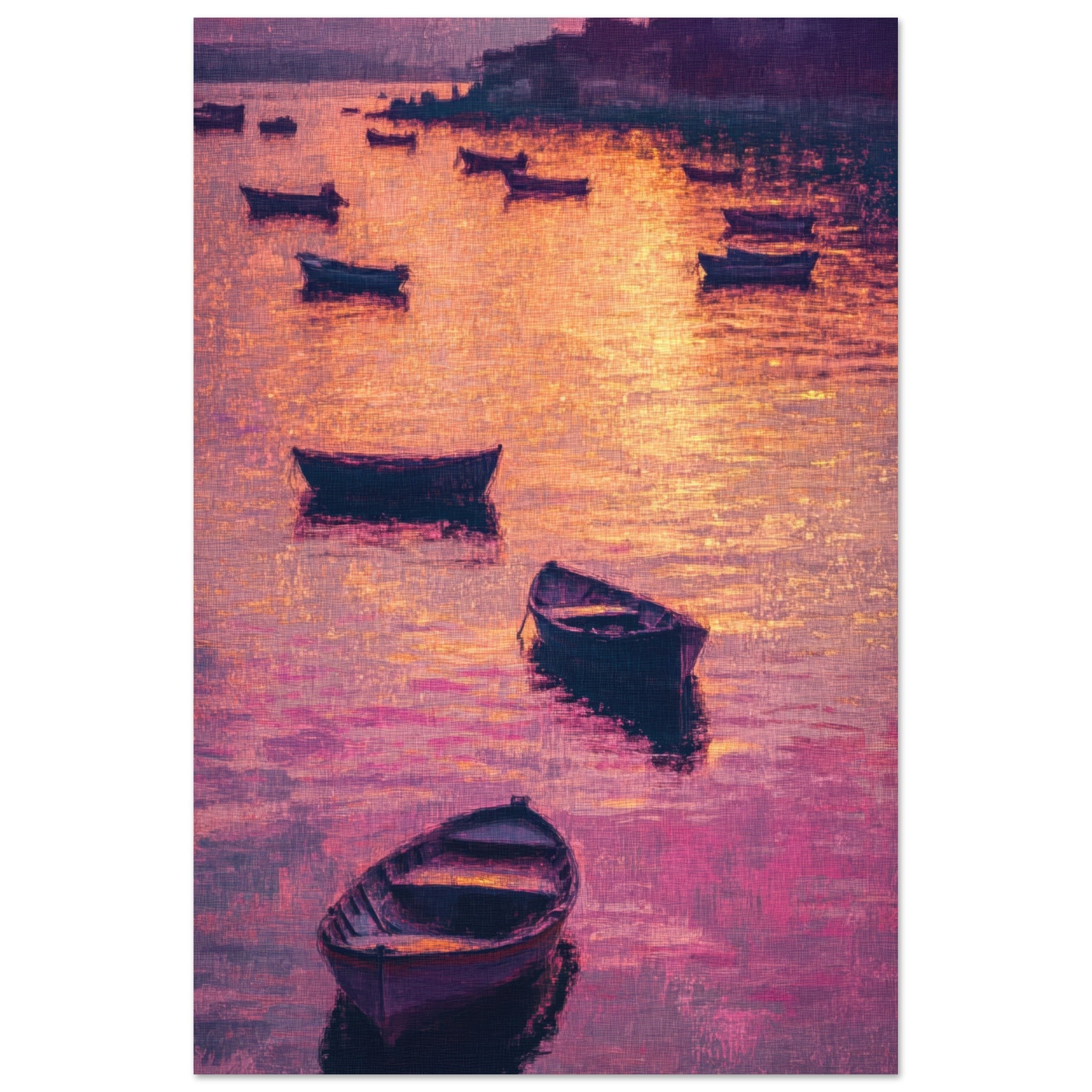Aluminum Print Portrait - Boats at Dusk A harbor filled with gently rocky - Shop Ai Art WebShop - Digital Art online Store