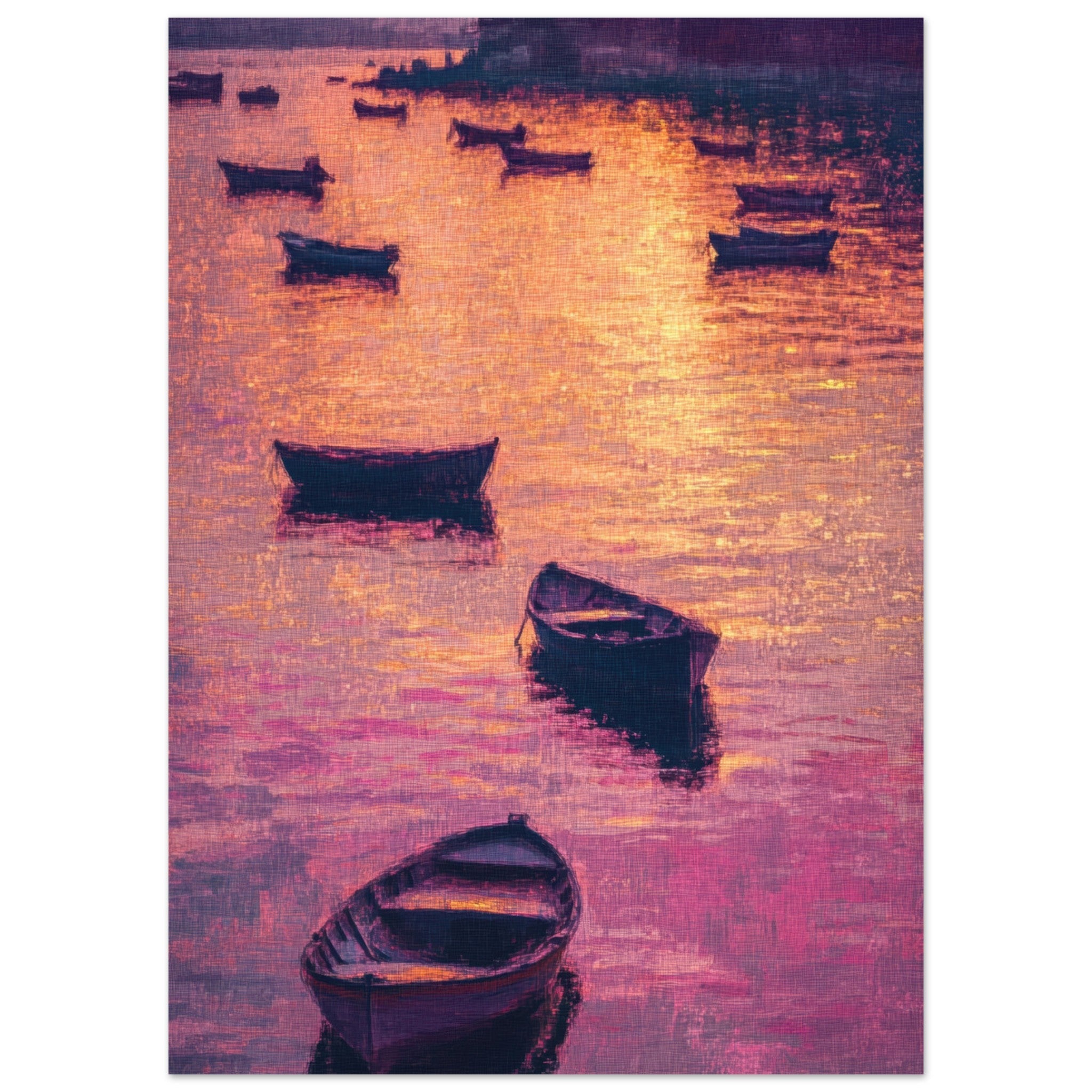 Aluminum Print Portrait - Boats at Dusk A harbor filled with gently rocky - Shop Ai Art WebShop - Digital Art online Store