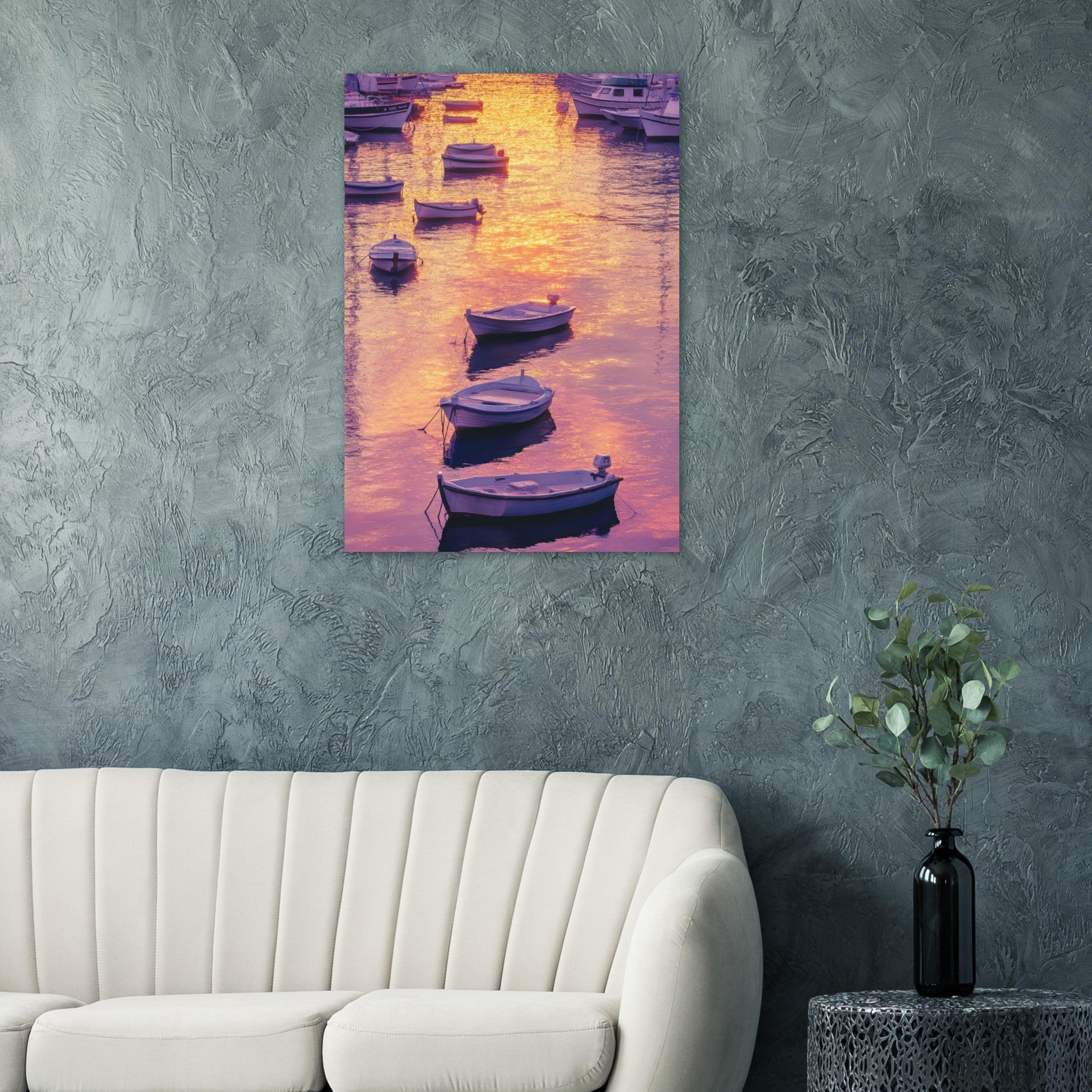 Aluminum Print Portrait - Boats at Dusk A harbor filled with gently rocky 4 - Shop Ai Art WebShop - Digital Art online Store