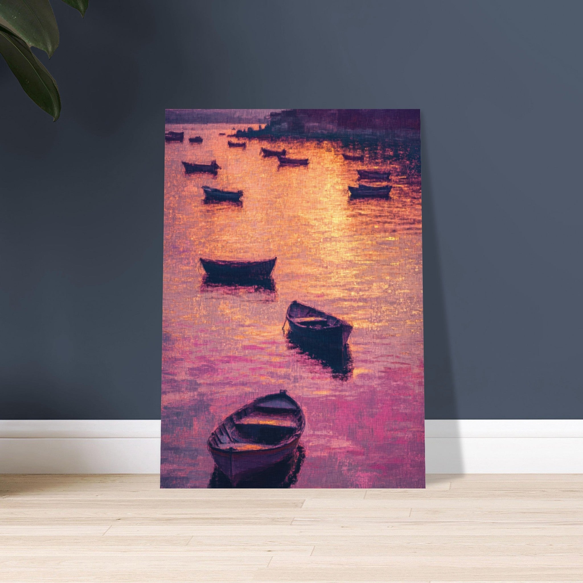 Aluminum Print Portrait - Boats at Dusk A harbor filled with gently rocky - Shop Ai Art WebShop - Digital Art online Store