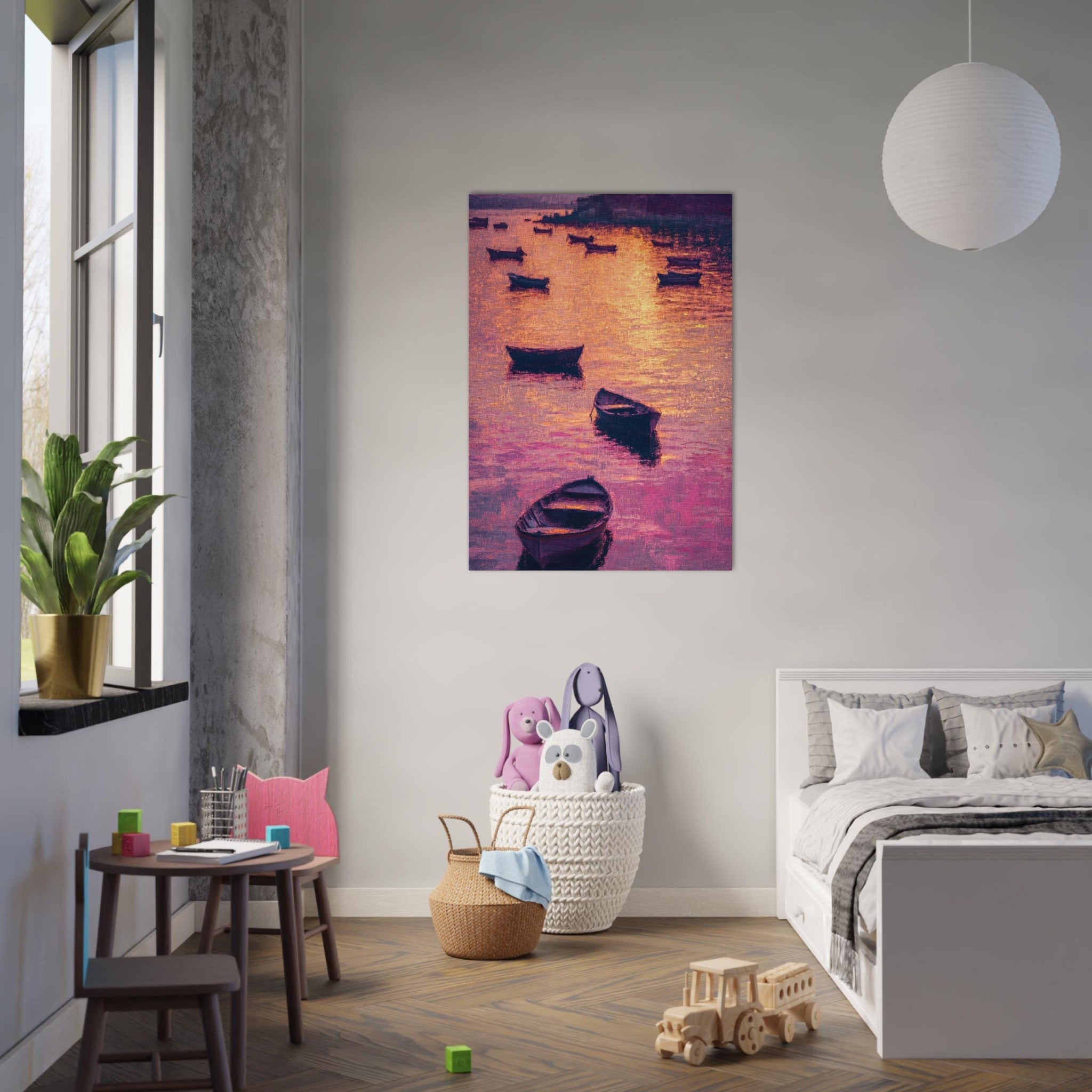 Aluminum Print Portrait - Boats at Dusk A harbor filled with gently rocky - Shop Ai Art WebShop - Digital Art online Store