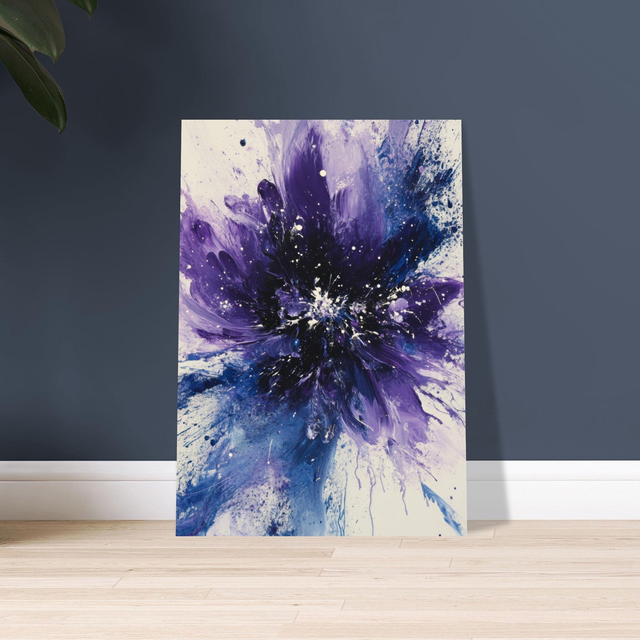 Aluminum Print Portrait - Cosmic Bloom An abstract explosion of deep purple - Shop Ai Art WebShop - Digital Art online Store
