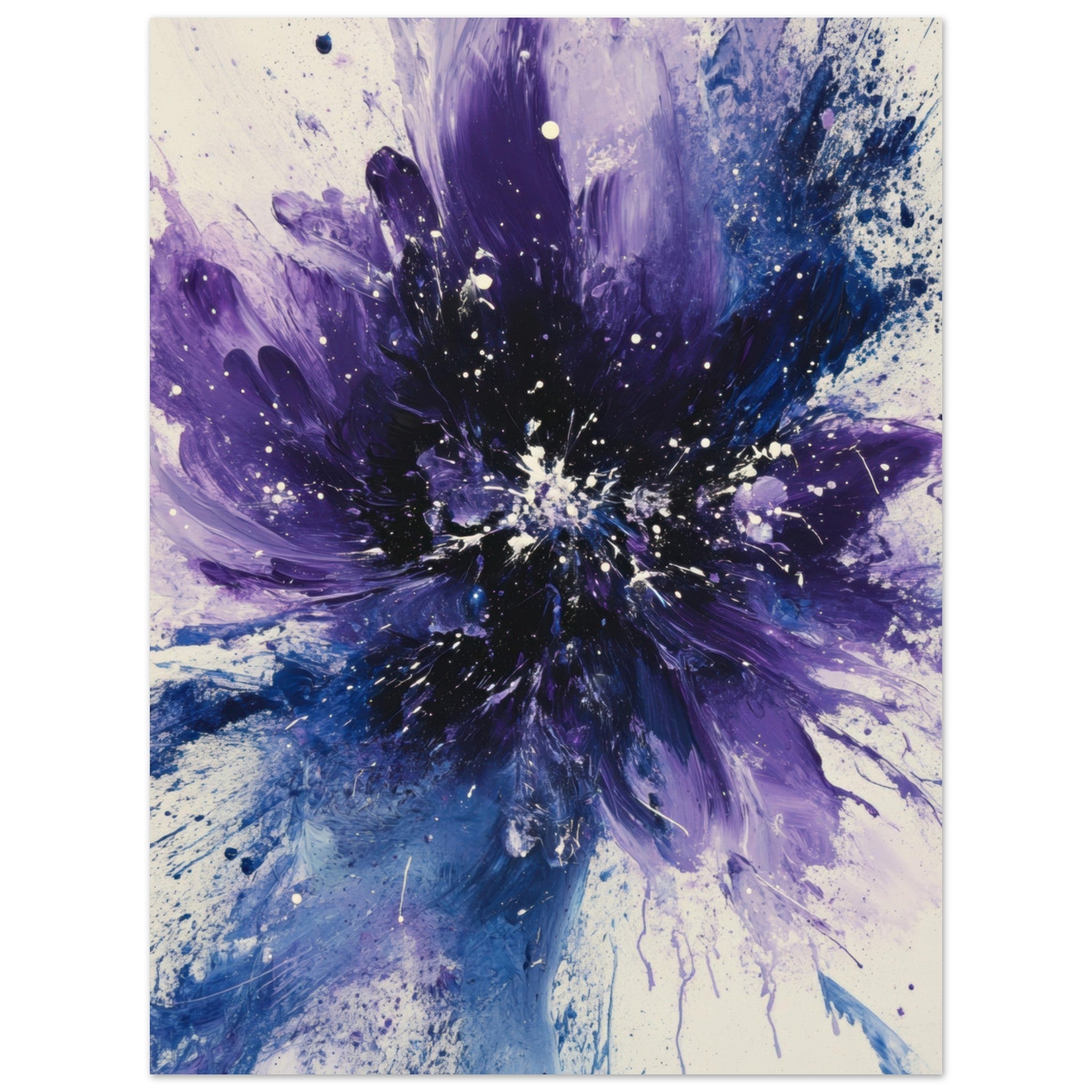 Aluminum Print Portrait - Cosmic Bloom An abstract explosion of deep purple - Shop Ai Art WebShop - Digital Art online Store