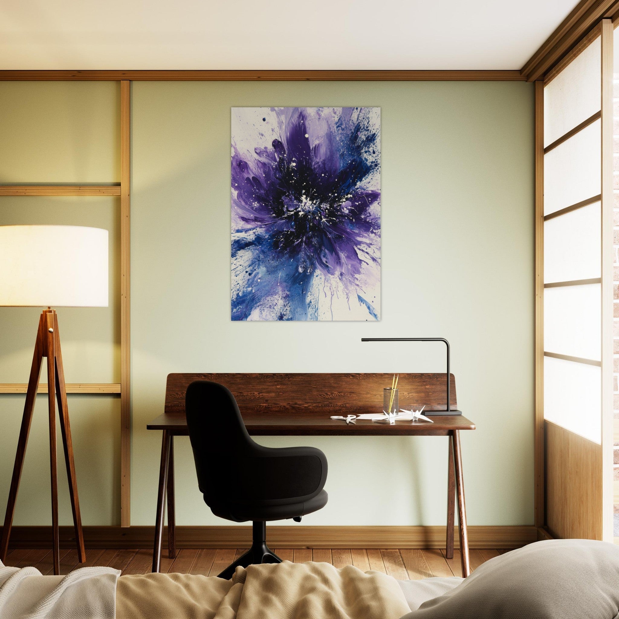 Aluminum Print Portrait - Cosmic Bloom An abstract explosion of deep purple - Shop Ai Art WebShop - Digital Art online Store