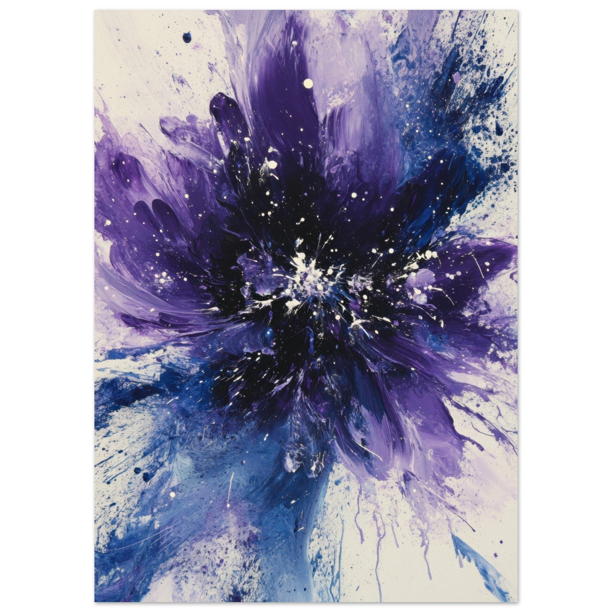 Aluminum Print Portrait - Cosmic Bloom An abstract explosion of deep purple - Shop Ai Art WebShop - Digital Art online Store