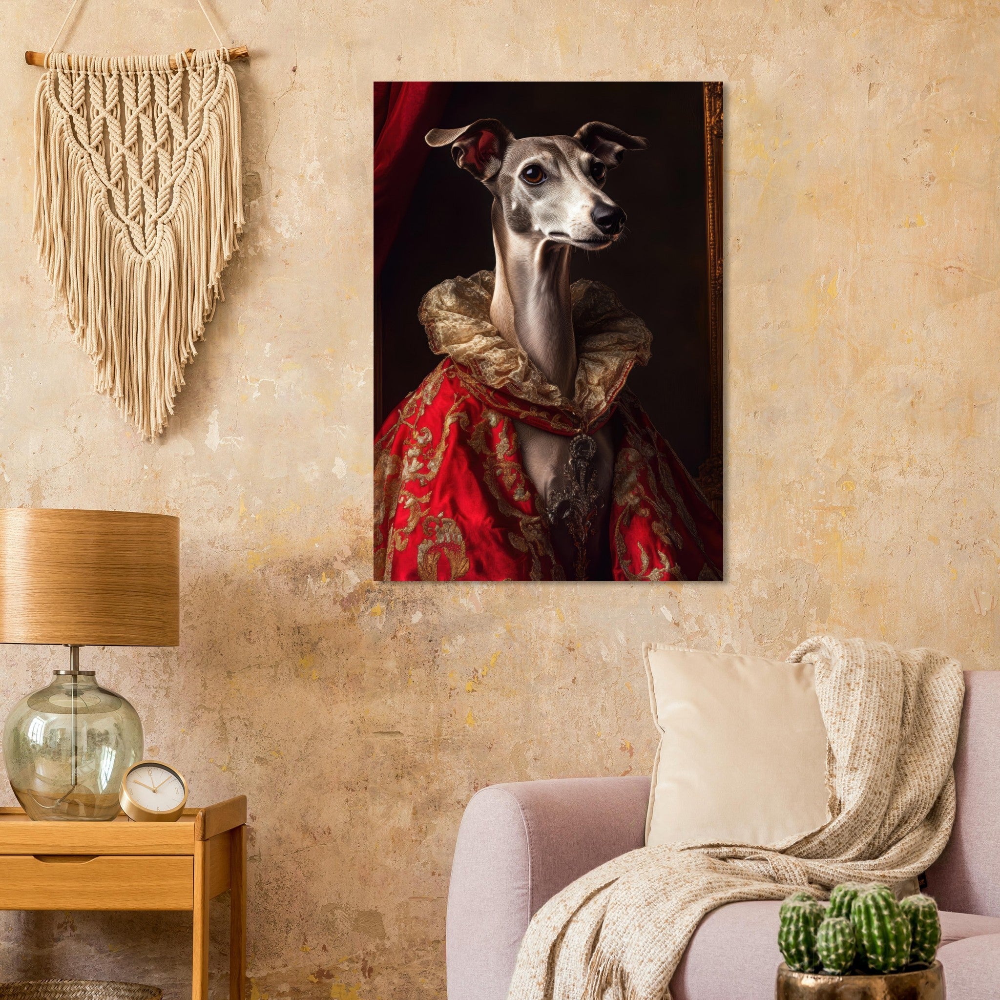 Aluminum Print Portrait - Elegant Baroque Greyhound Portrait A sleek grey 5 - Shop Ai Art WebShop - Digital Art online Store