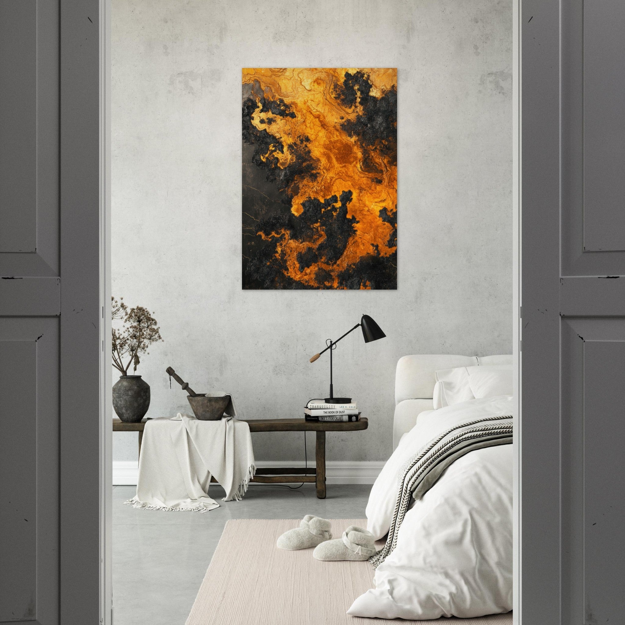 Aluminum Print Portrait - Ember Genesis A volatile burst of molten gold 2 - Shop Ai Art WebShop - Digital Art online Store