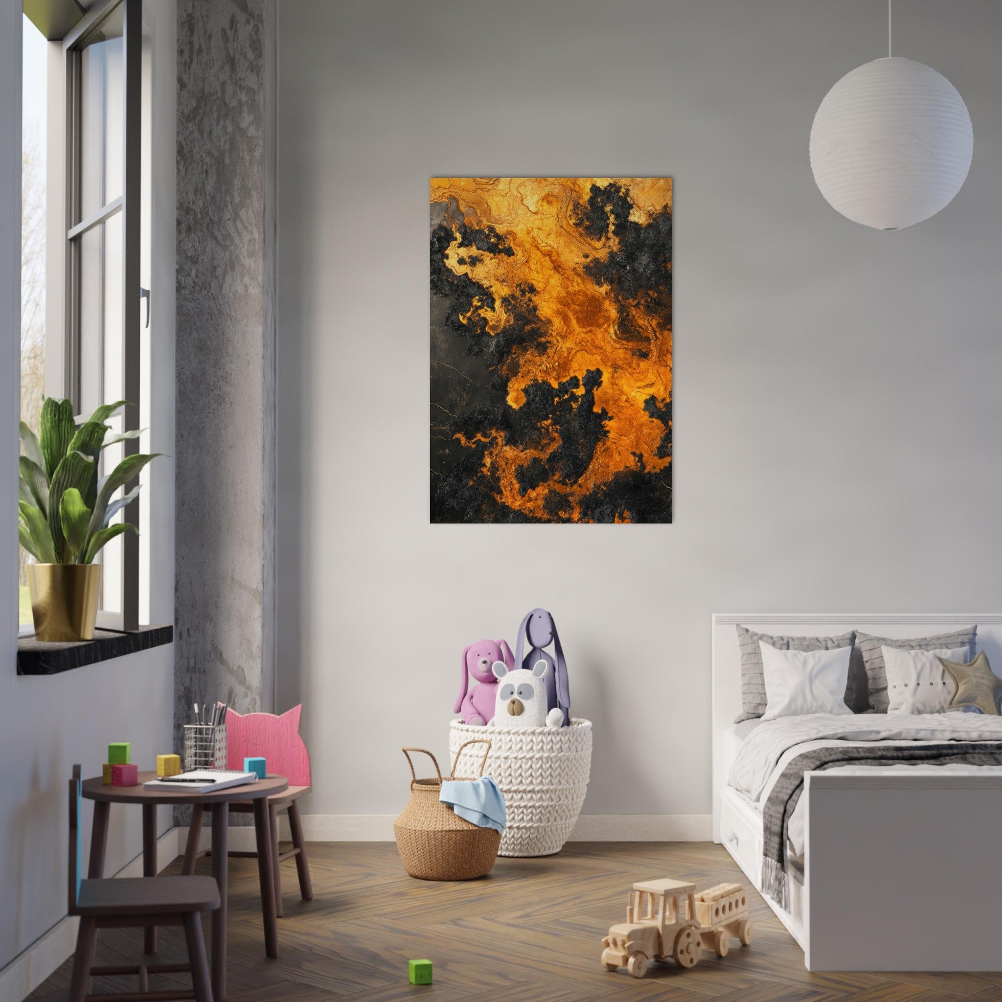 Aluminum Print Portrait - Ember Genesis A volatile burst of molten gold 2 - Shop Ai Art WebShop - Digital Art online Store