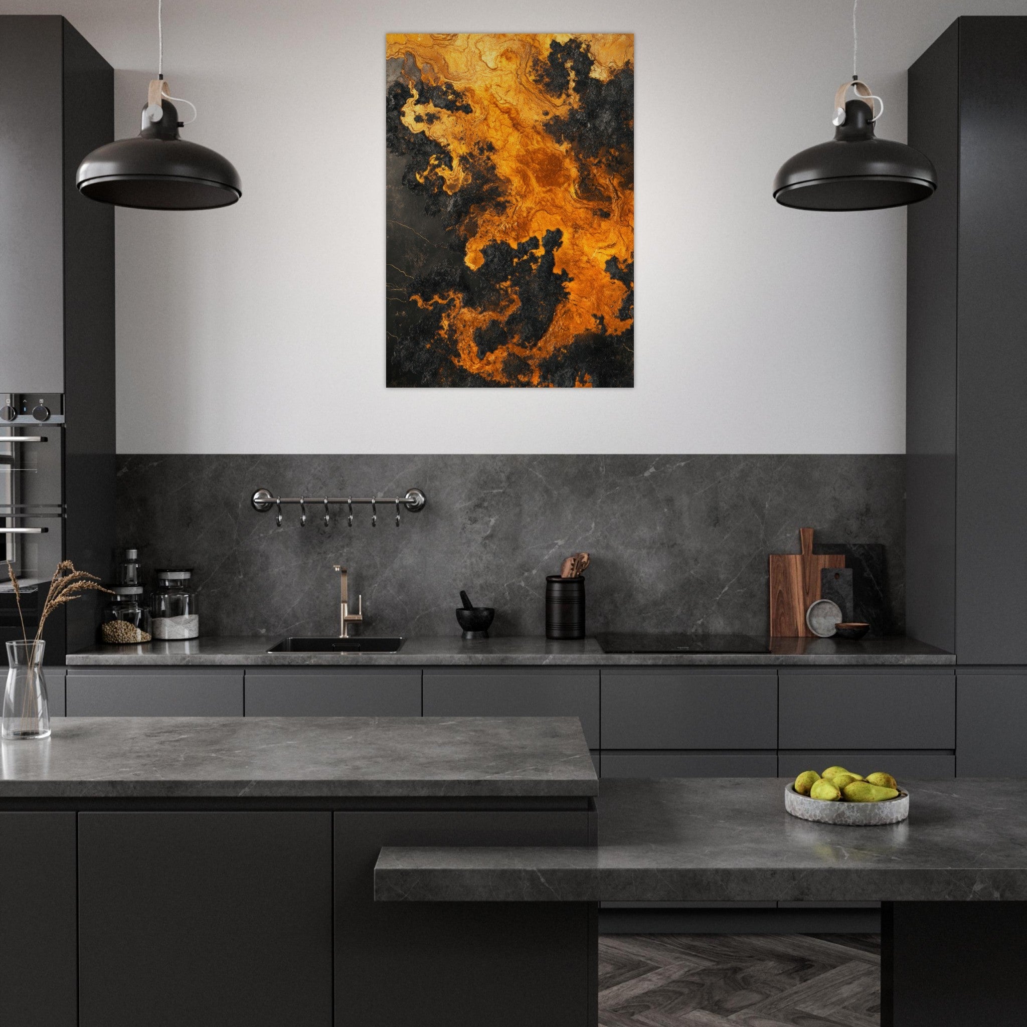 Aluminum Print Portrait - Ember Genesis A volatile burst of molten gold 2 - Shop Ai Art WebShop - Digital Art online Store