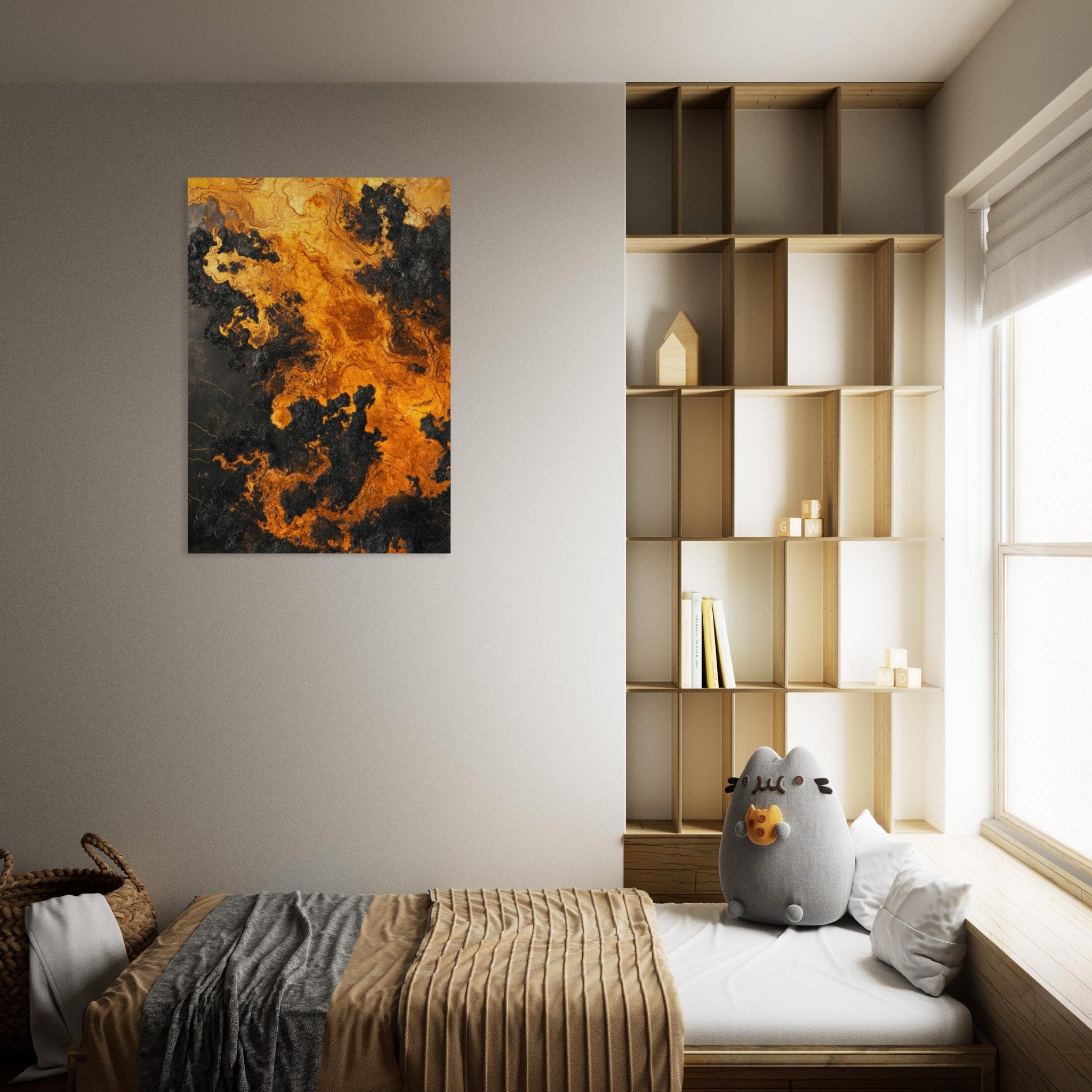 Aluminum Print Portrait - Ember Genesis A volatile burst of molten gold 2 - Shop Ai Art WebShop - Digital Art online Store