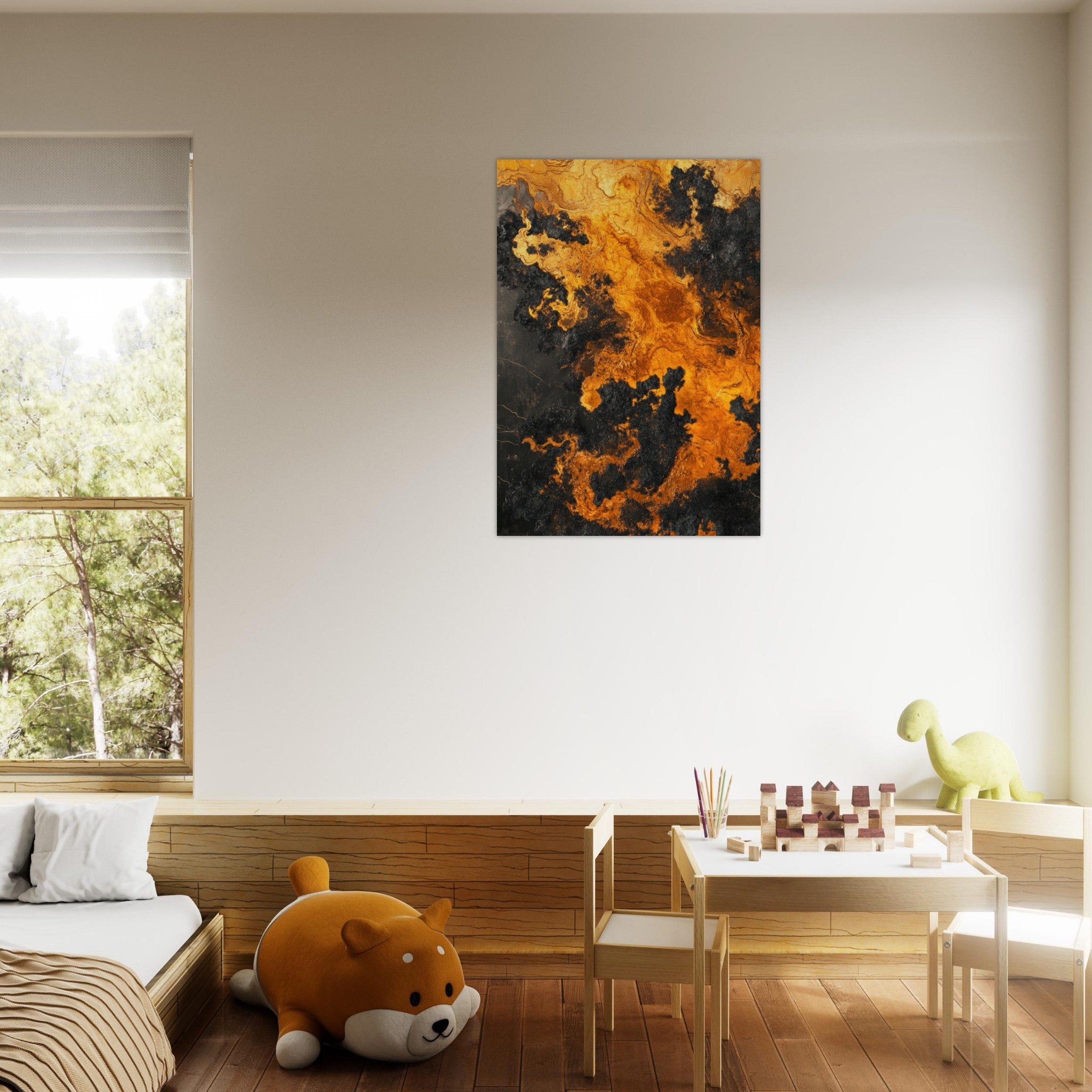 Aluminum Print Portrait - Ember Genesis A volatile burst of molten gold 2 - Shop Ai Art WebShop - Digital Art online Store
