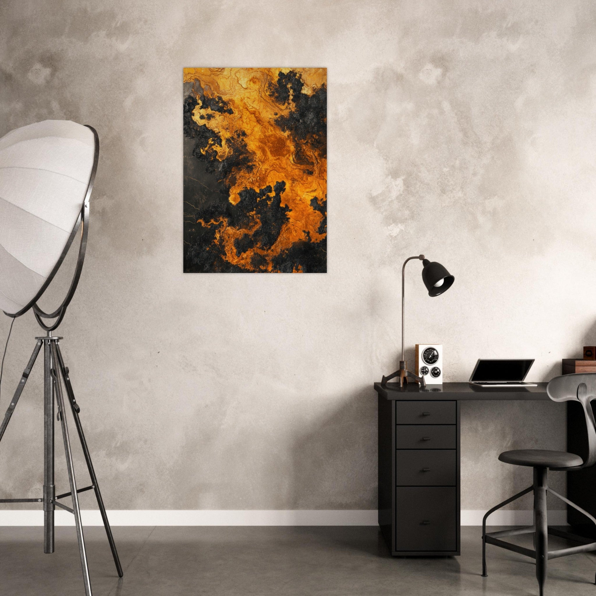 Aluminum Print Portrait - Ember Genesis A volatile burst of molten gold 2 - Shop Ai Art WebShop - Digital Art online Store