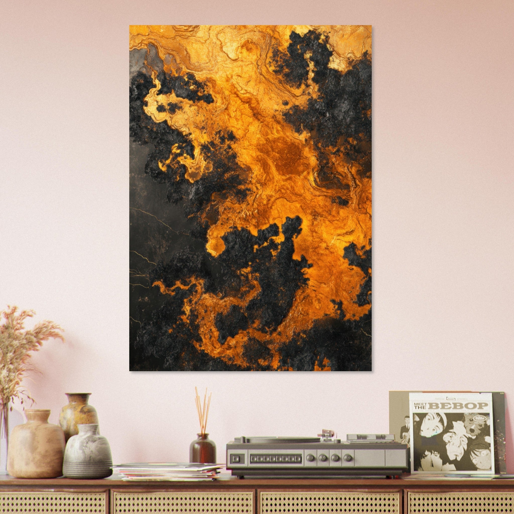 Aluminum Print Portrait - Ember Genesis A volatile burst of molten gold 2 - Shop Ai Art WebShop - Digital Art online Store