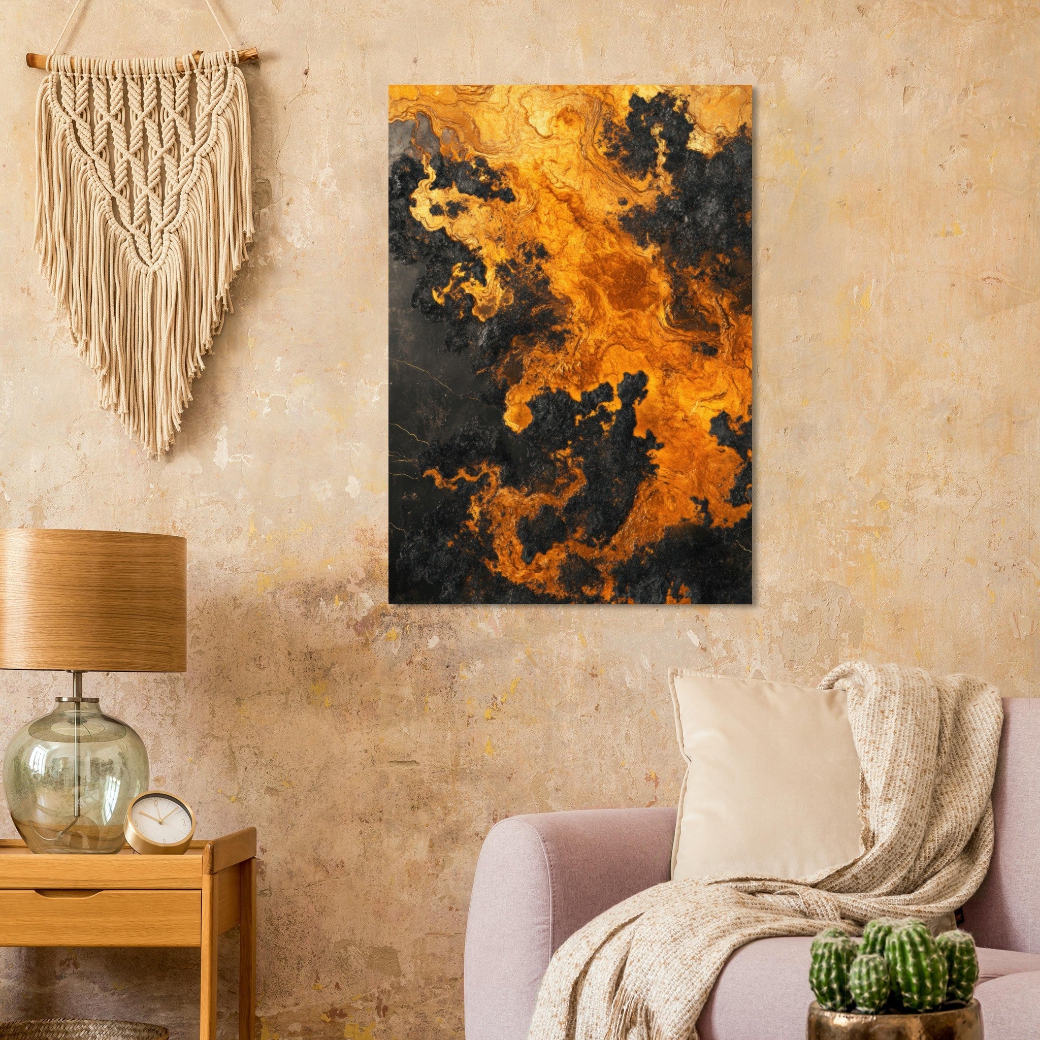 Aluminum Print Portrait - Ember Genesis A volatile burst of molten gold 2 - Shop Ai Art WebShop - Digital Art online Store