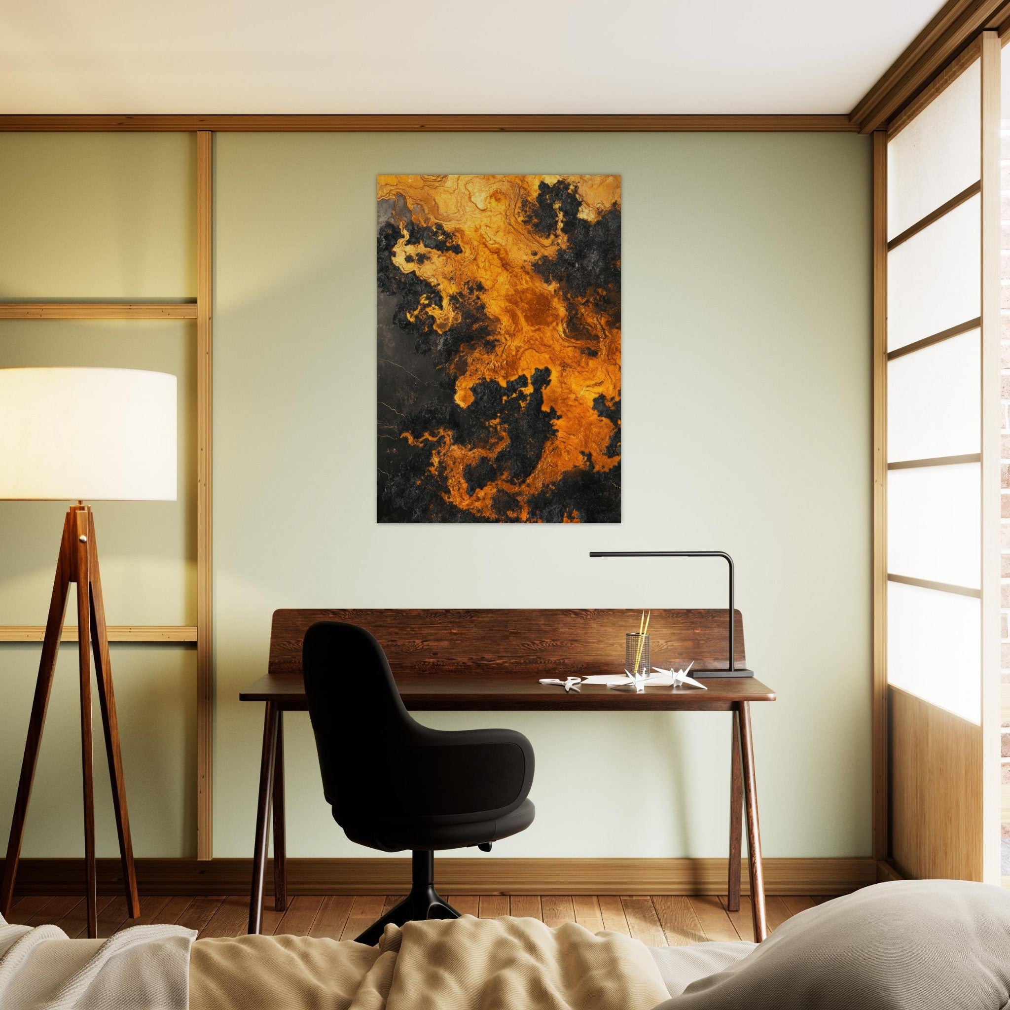 Aluminum Print Portrait - Ember Genesis A volatile burst of molten gold 2 - Shop Ai Art WebShop - Digital Art online Store