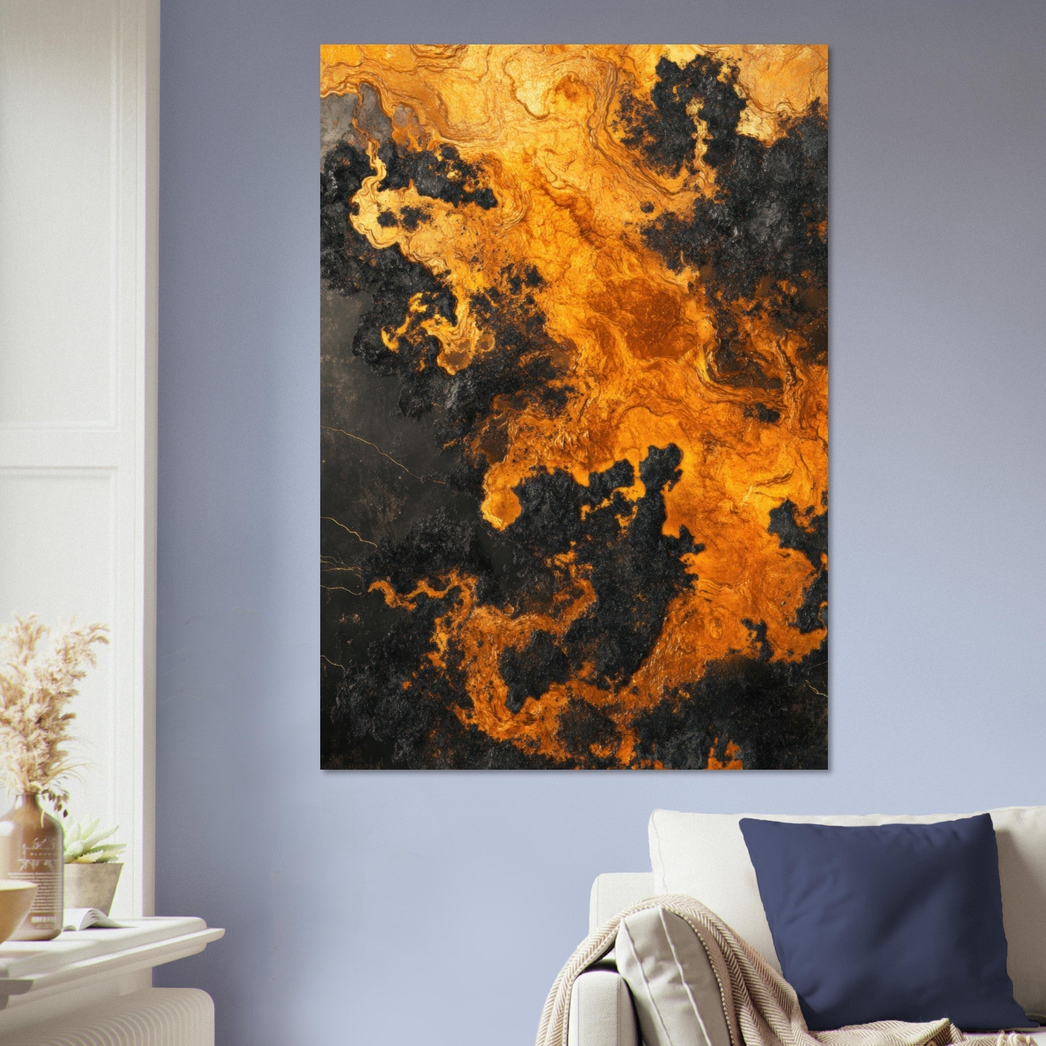 Aluminum Print Portrait - Ember Genesis A volatile burst of molten gold 2 - Shop Ai Art WebShop - Digital Art online Store