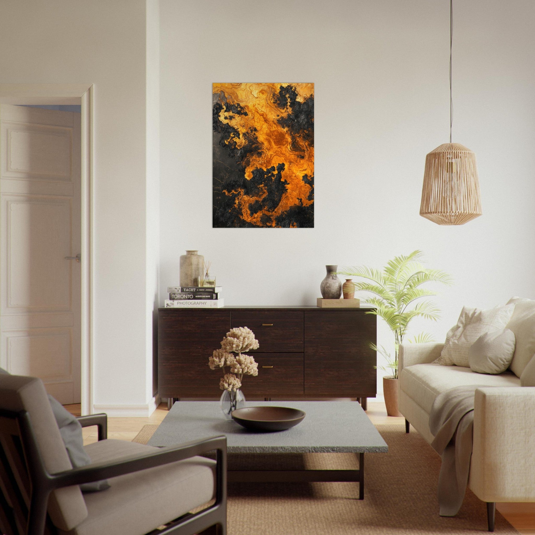 Aluminum Print Portrait - Ember Genesis A volatile burst of molten gold 2 - Shop Ai Art WebShop - Digital Art online Store
