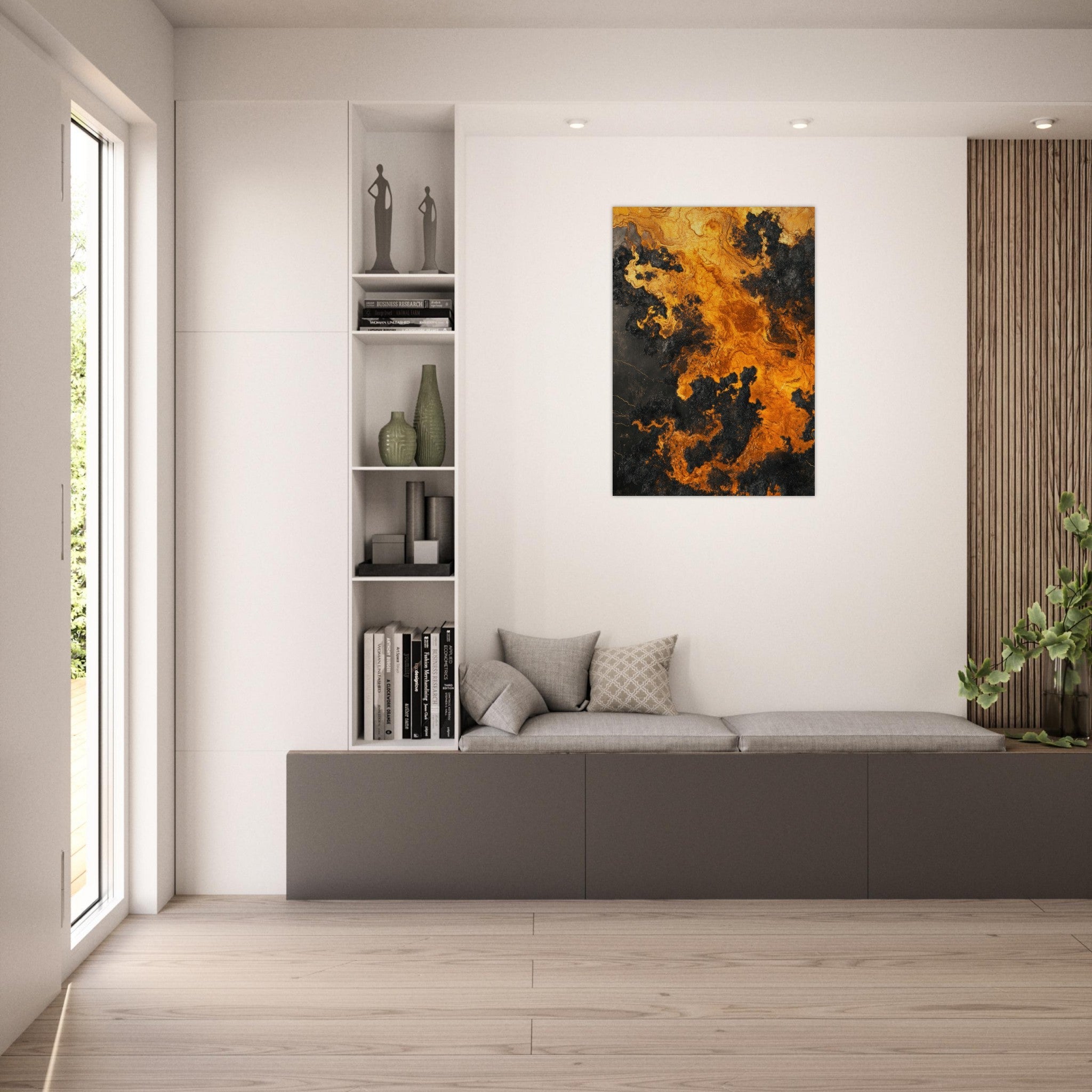 Aluminum Print Portrait - Ember Genesis A volatile burst of molten gold 2 - Shop Ai Art WebShop - Digital Art online Store