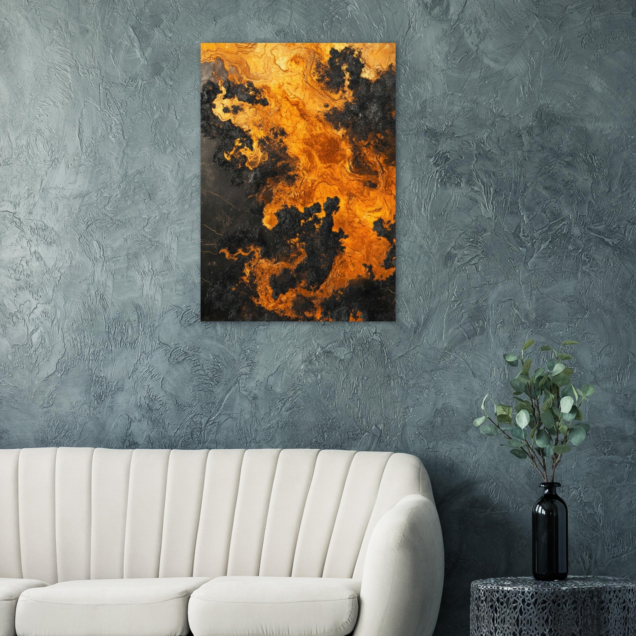 Aluminum Print Portrait - Ember Genesis A volatile burst of molten gold 2 - Shop Ai Art WebShop - Digital Art online Store