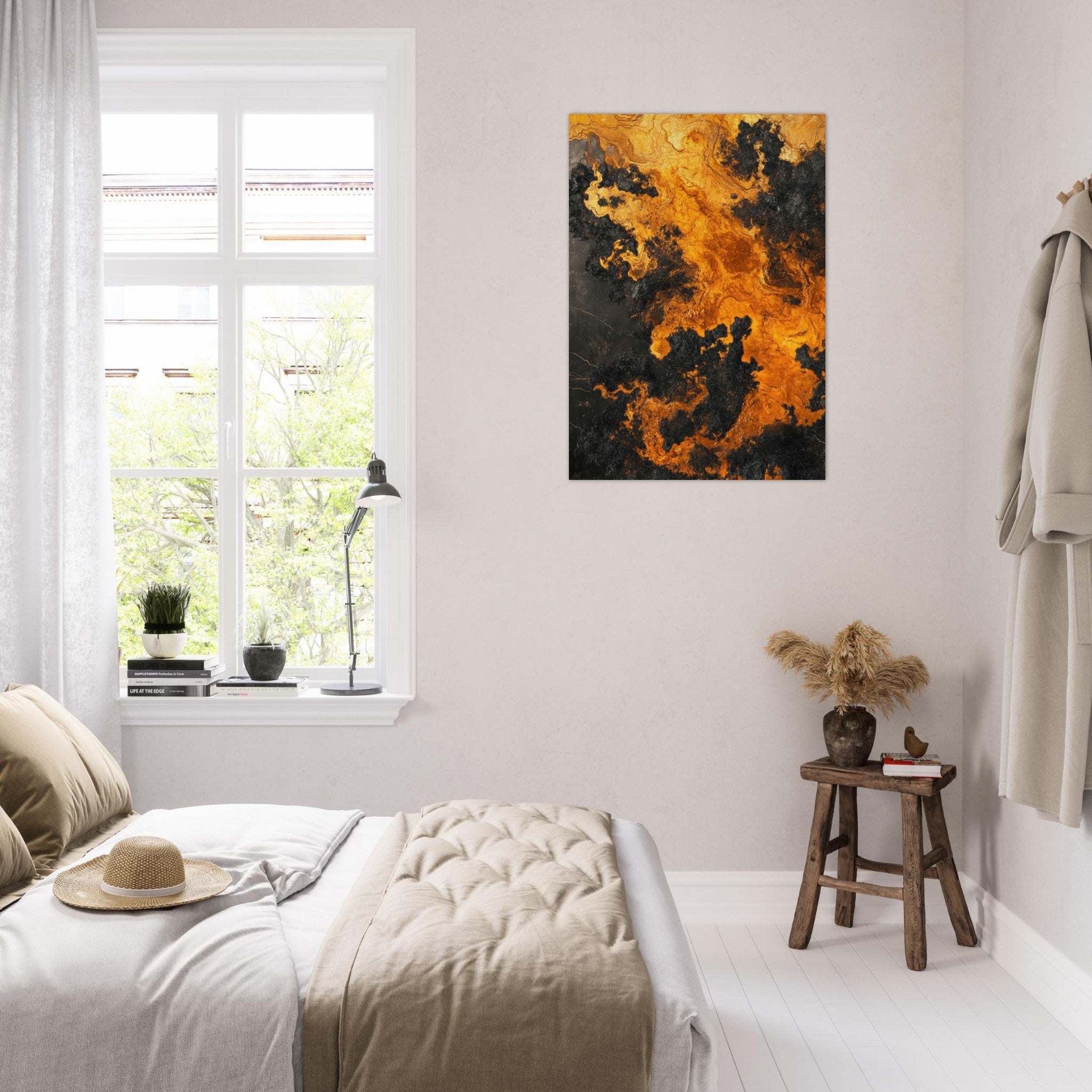 Aluminum Print Portrait - Ember Genesis A volatile burst of molten gold 2 - Shop Ai Art WebShop - Digital Art online Store