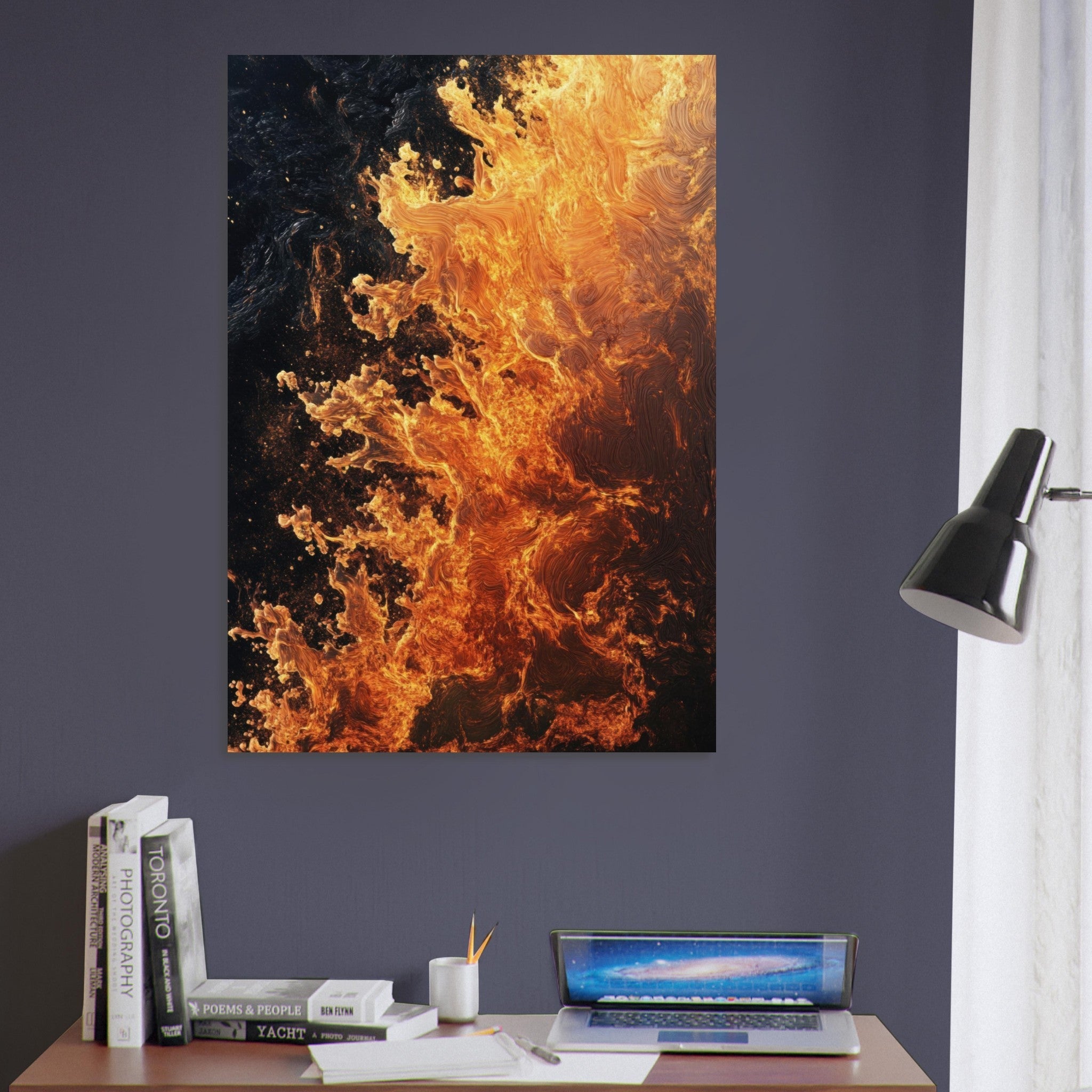 Aluminum Print Portrait - Ember Genesis A volatile burst of molten gold 7 - Shop Ai Art WebShop - Digital Art online Store