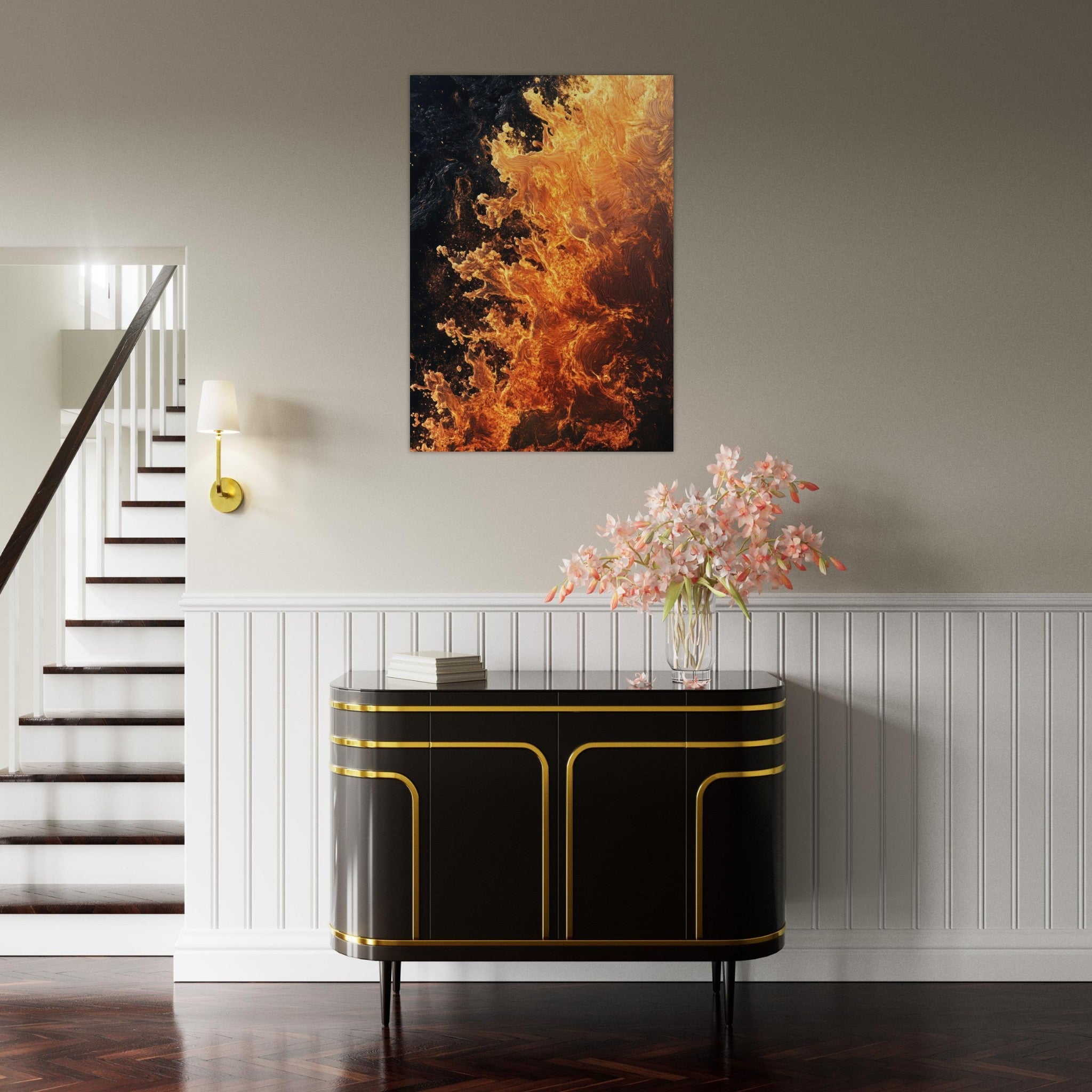 Aluminum Print Portrait - Ember Genesis A volatile burst of molten gold 7 - Shop Ai Art WebShop - Digital Art online Store