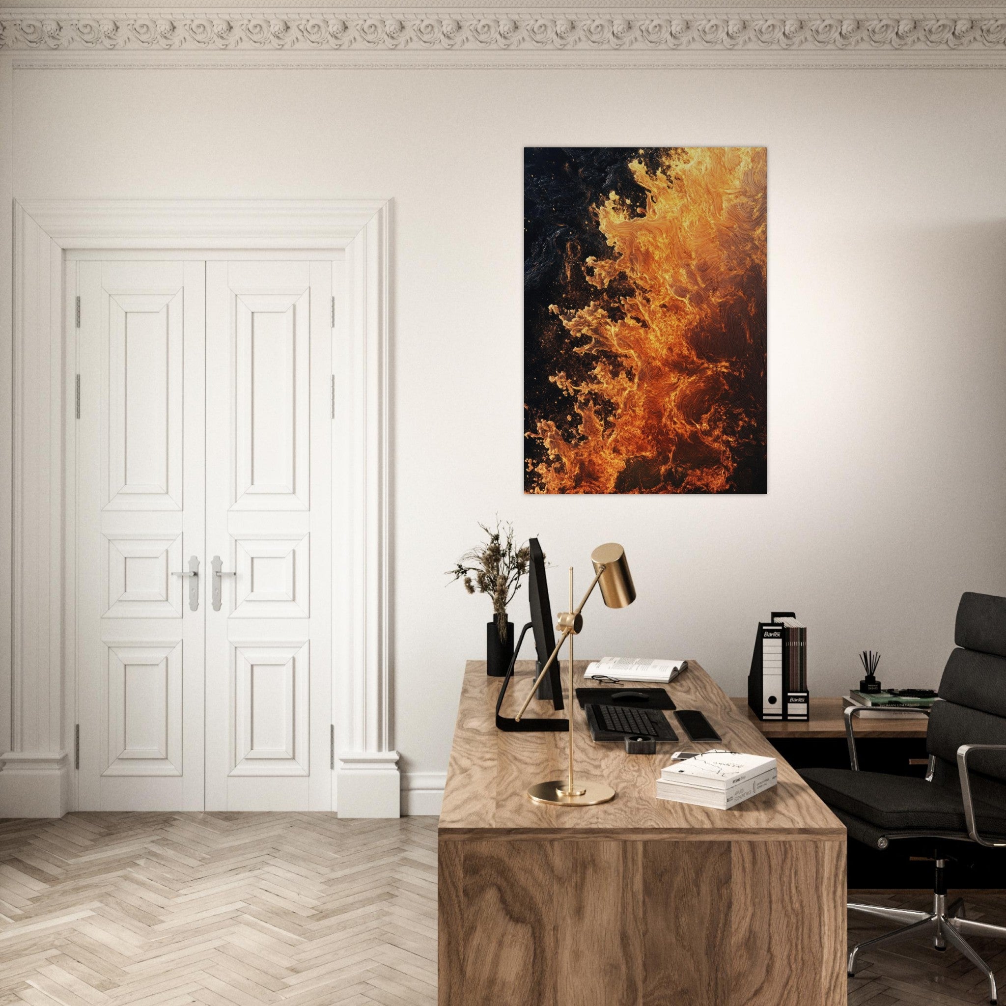Aluminum Print Portrait - Ember Genesis A volatile burst of molten gold 7 - Shop Ai Art WebShop - Digital Art online Store