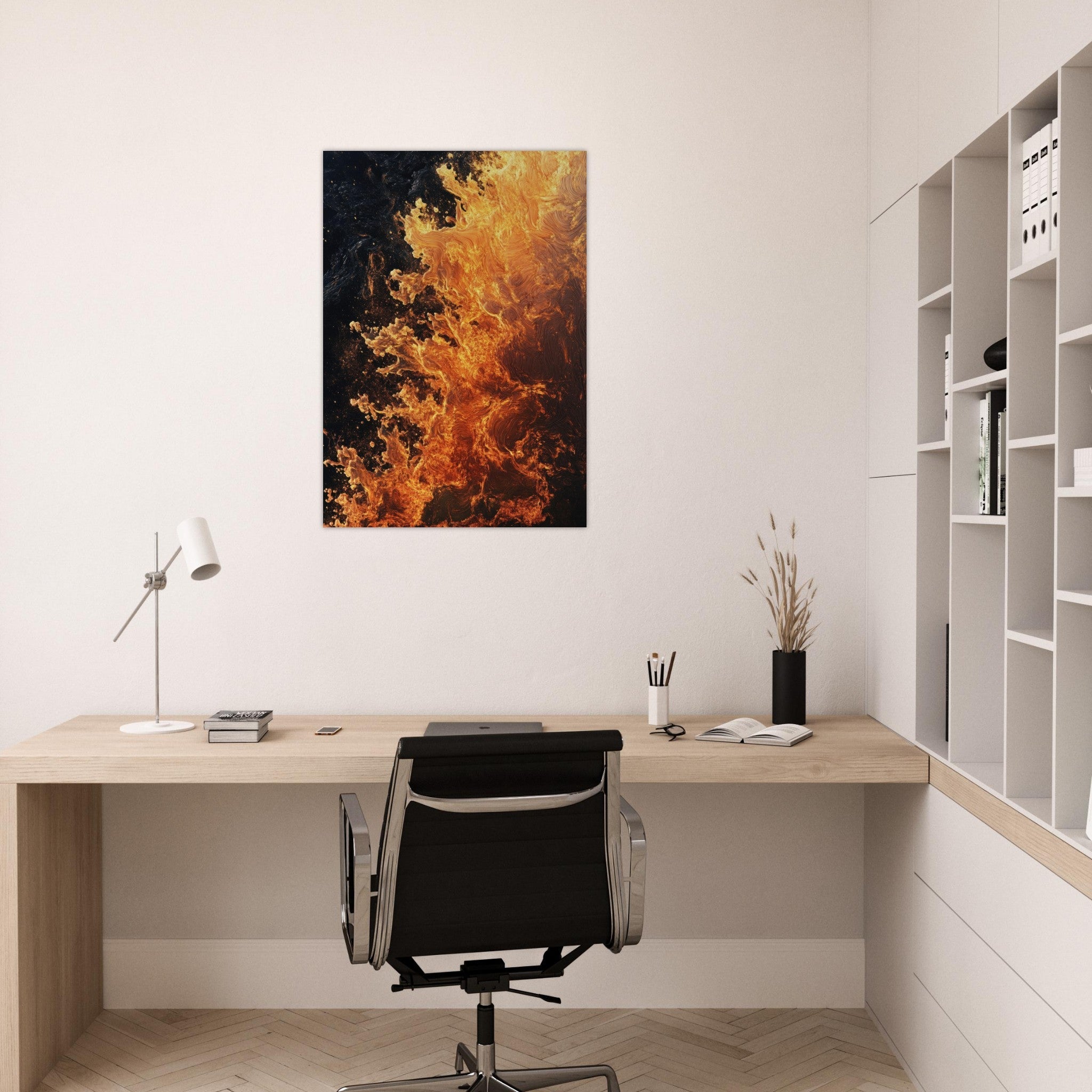 Aluminum Print Portrait - Ember Genesis A volatile burst of molten gold 7 - Shop Ai Art WebShop - Digital Art online Store