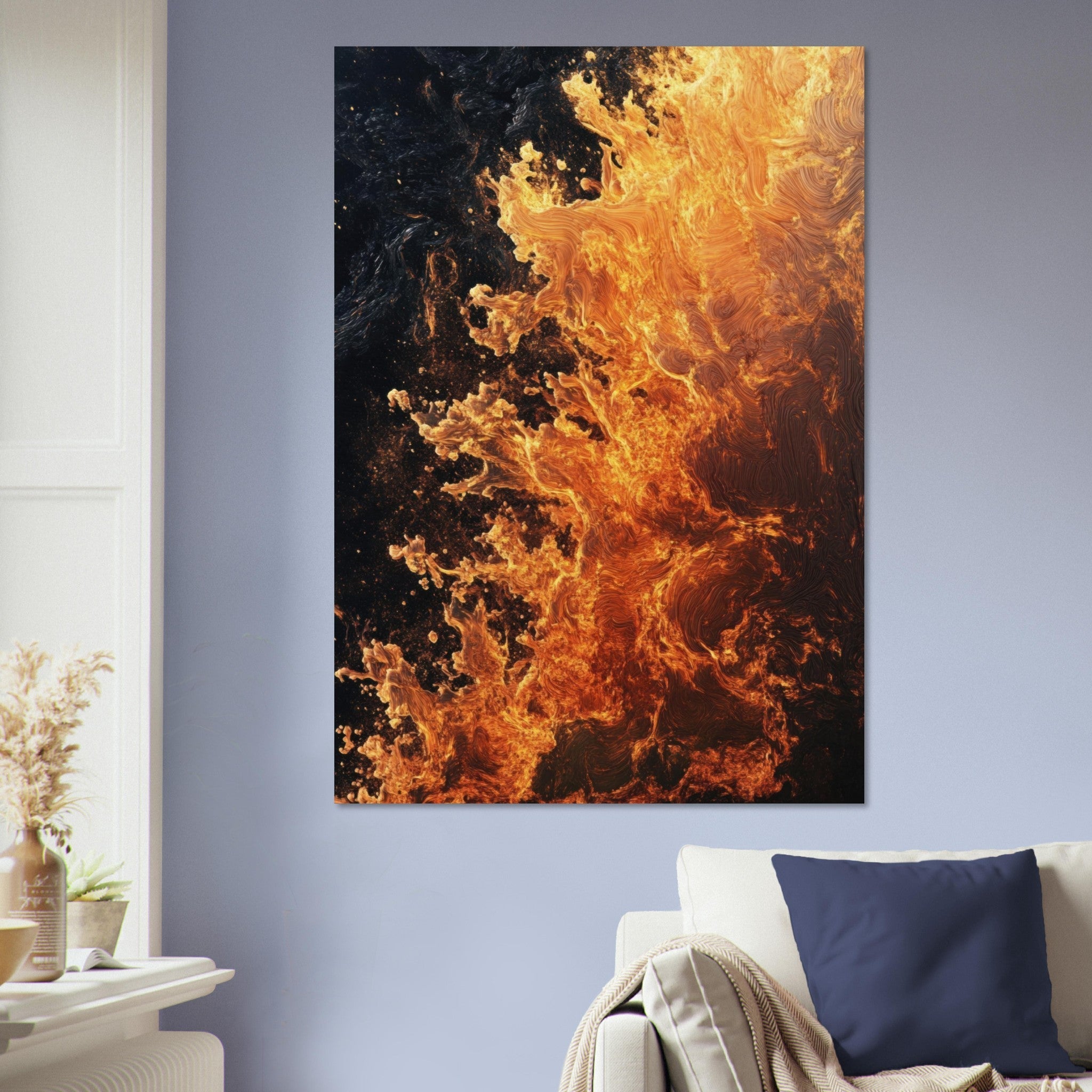 Aluminum Print Portrait - Ember Genesis A volatile burst of molten gold 7 - Shop Ai Art WebShop - Digital Art online Store