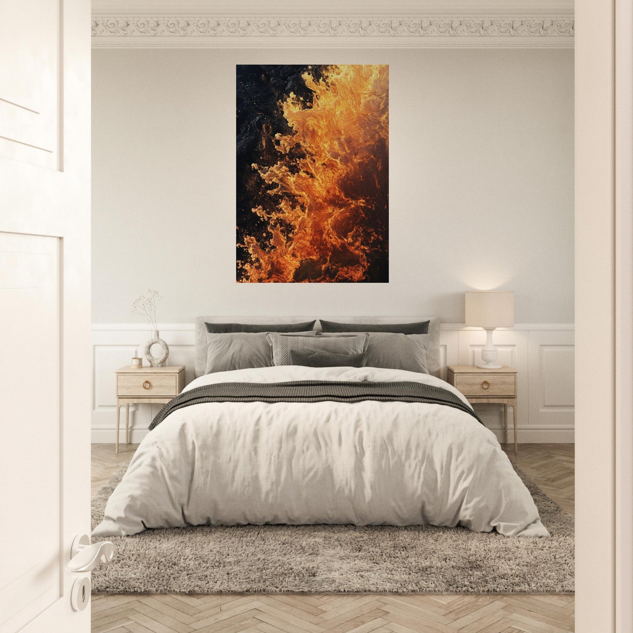 Aluminum Print Portrait - Ember Genesis A volatile burst of molten gold 7 - Shop Ai Art WebShop - Digital Art online Store