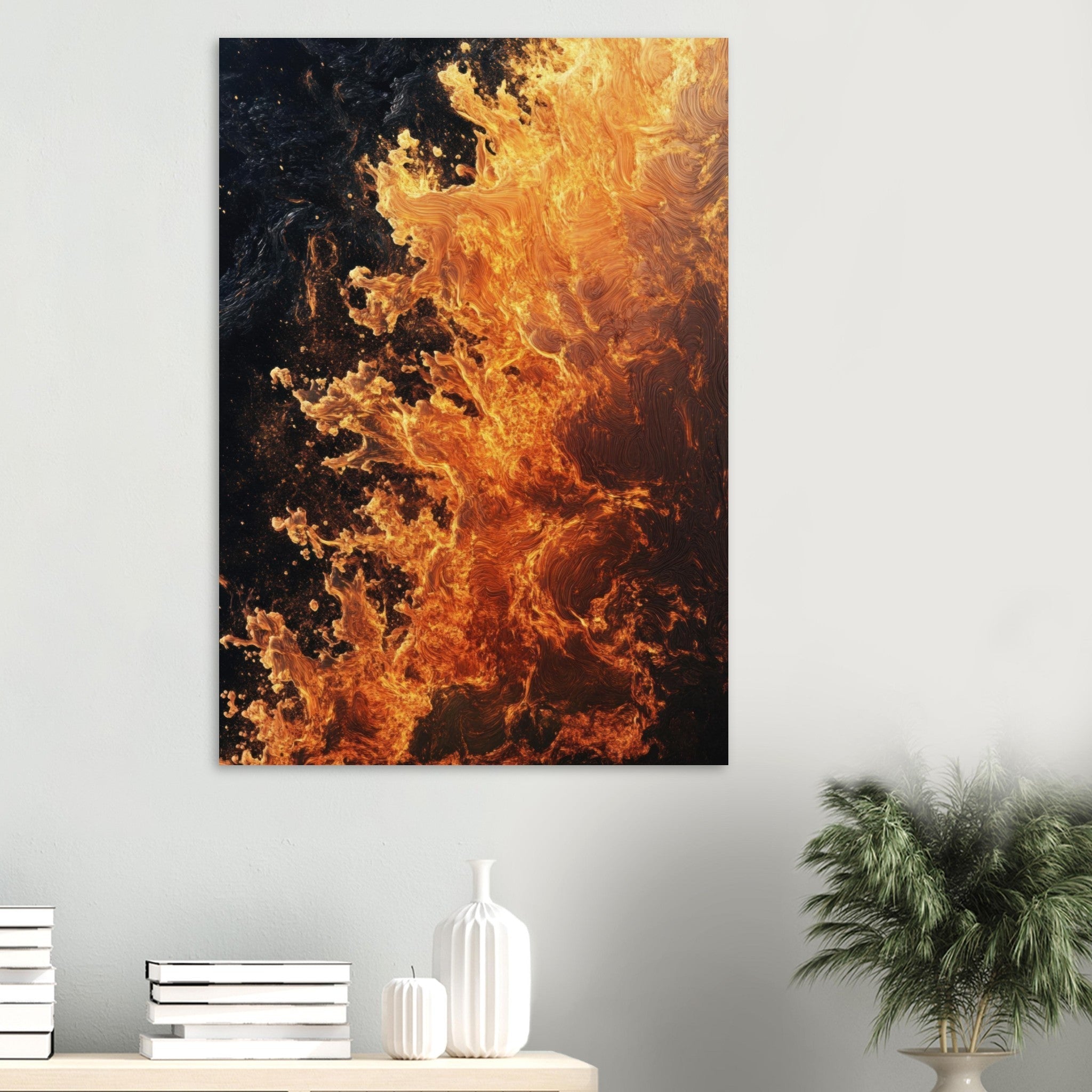 Aluminum Print Portrait - Ember Genesis A volatile burst of molten gold 7 - Shop Ai Art WebShop - Digital Art online Store