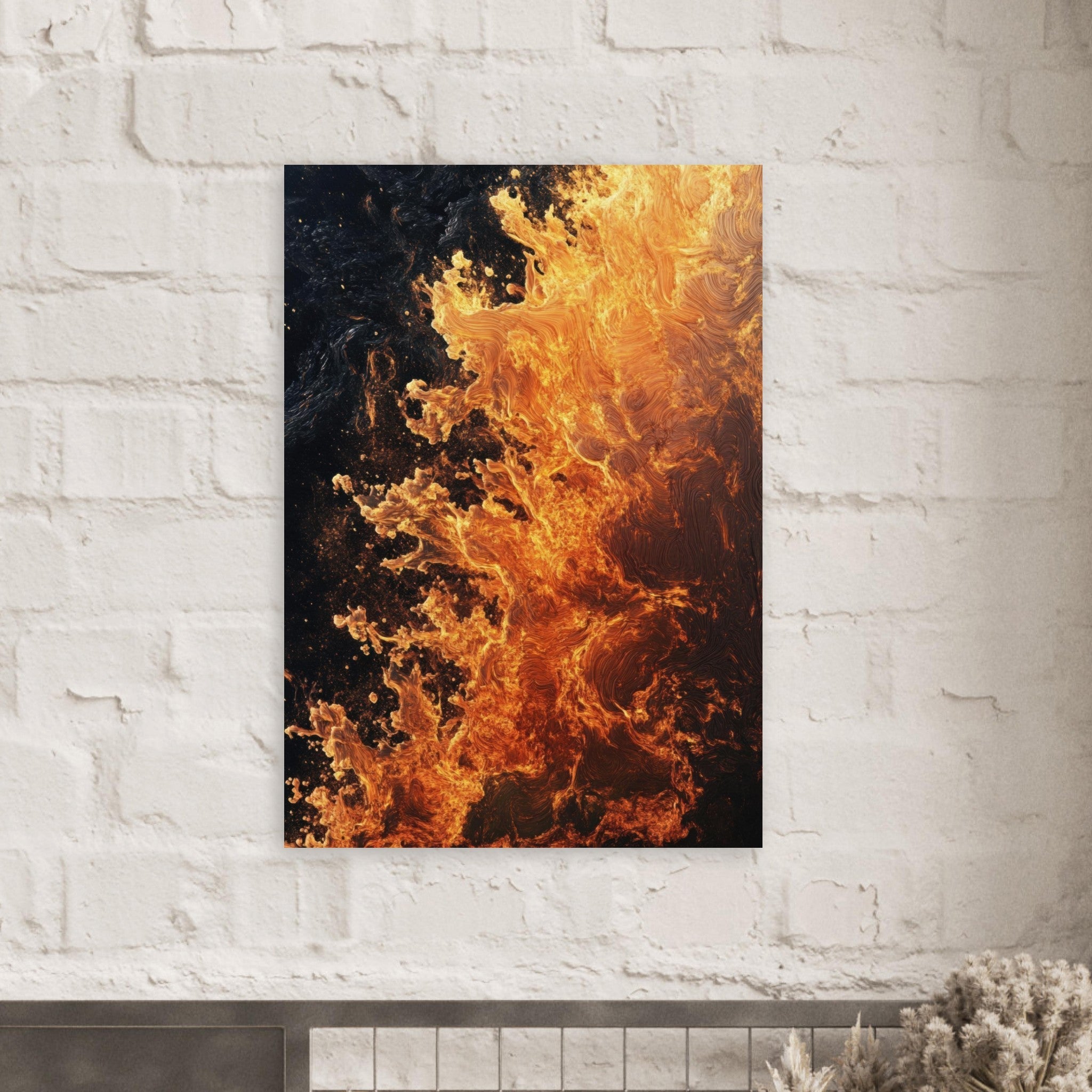 Aluminum Print Portrait - Ember Genesis A volatile burst of molten gold 7 - Shop Ai Art WebShop - Digital Art online Store
