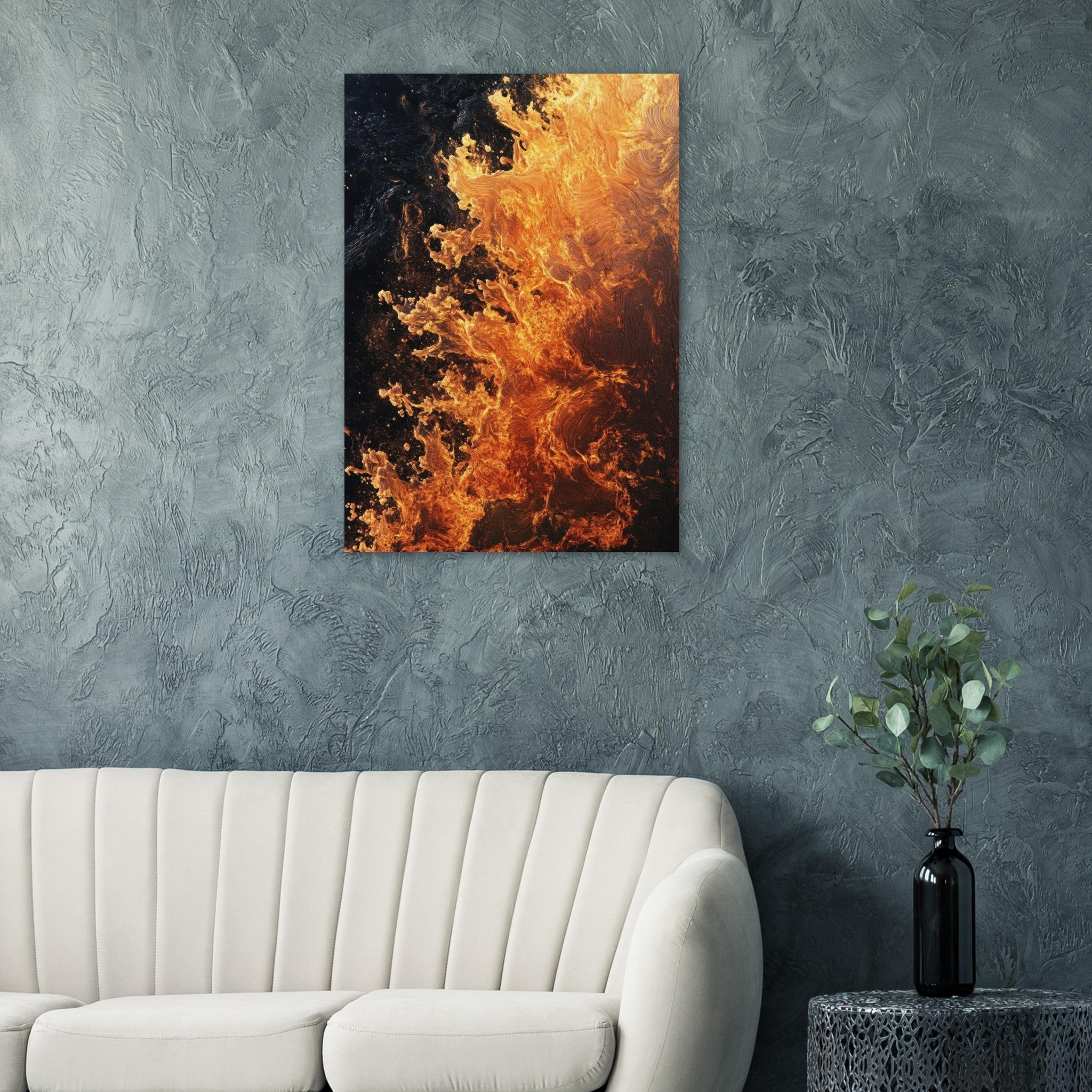 Aluminum Print Portrait - Ember Genesis A volatile burst of molten gold 7 - Shop Ai Art WebShop - Digital Art online Store