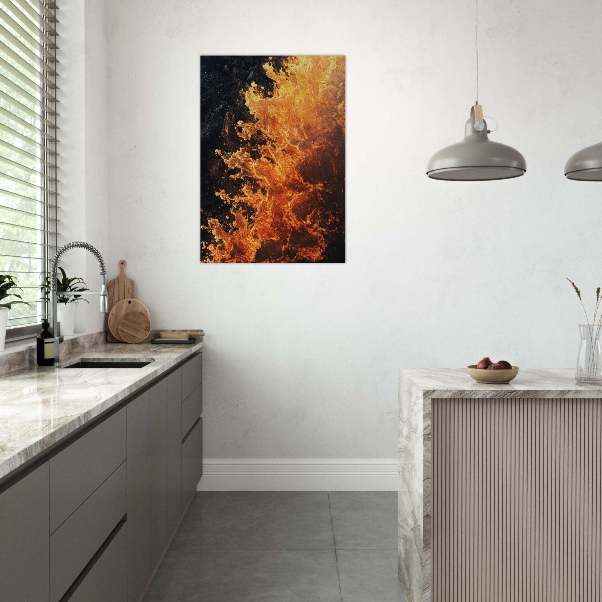 Aluminum Print Portrait - Ember Genesis A volatile burst of molten gold 7 - Shop Ai Art WebShop - Digital Art online Store
