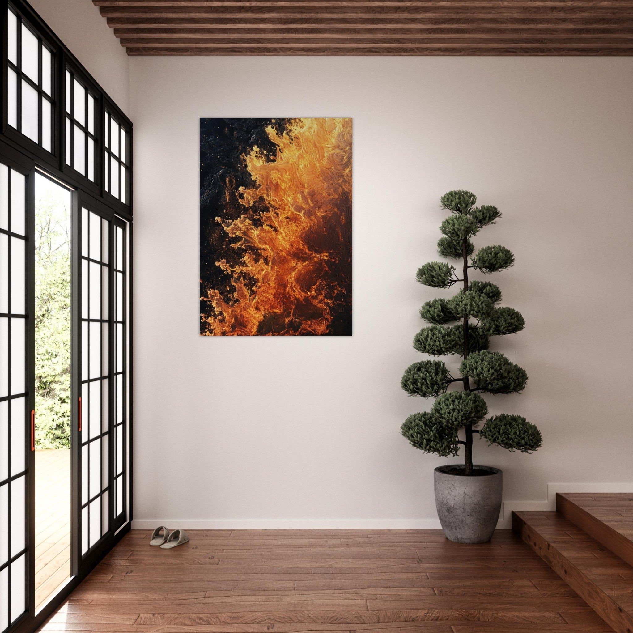 Aluminum Print Portrait - Ember Genesis A volatile burst of molten gold 7 - Shop Ai Art WebShop - Digital Art online Store